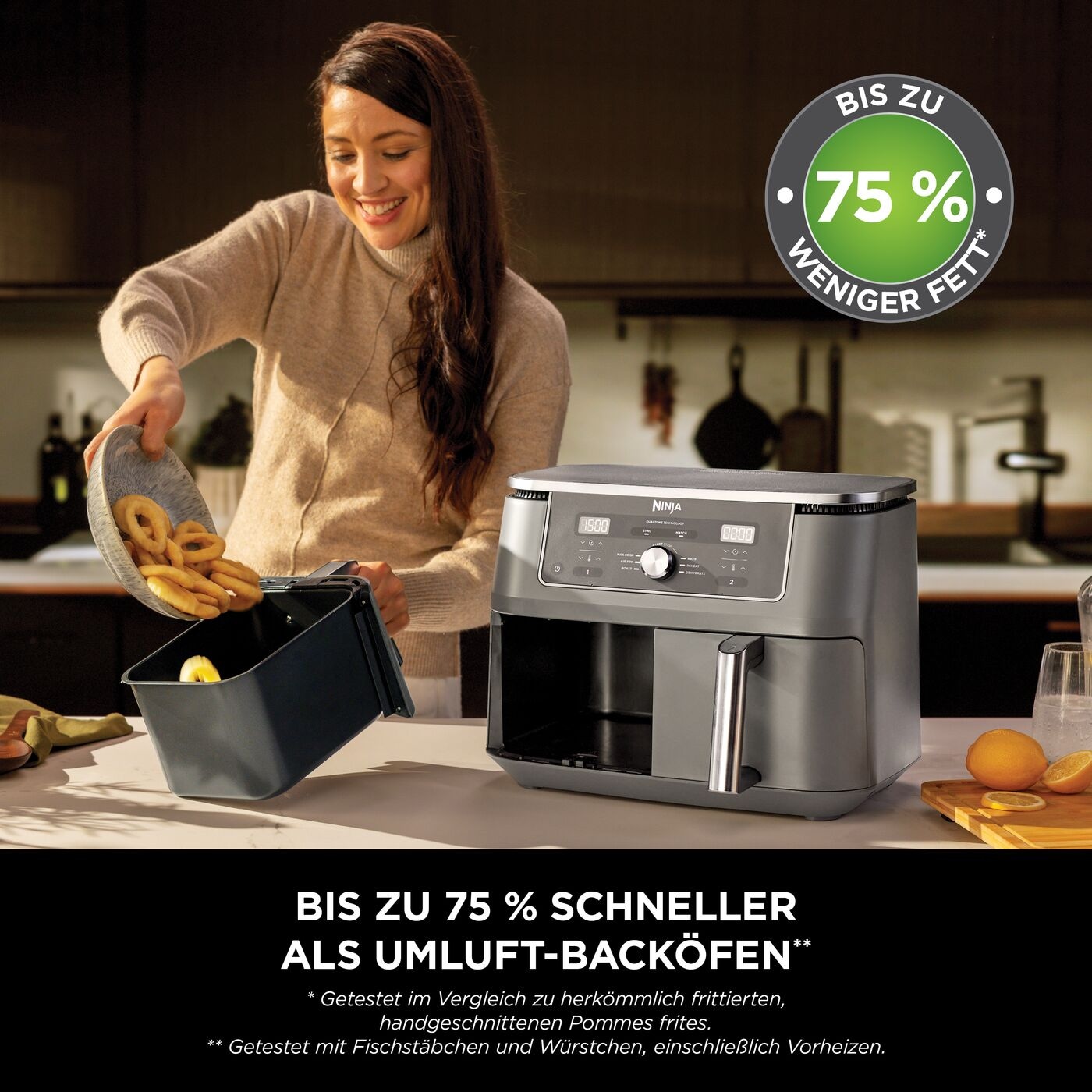 NINJA Heißluftfritteuse »MAX 6-in-1 Dual Zone Air Fryer 9,5L DZ400EU« 2470 W