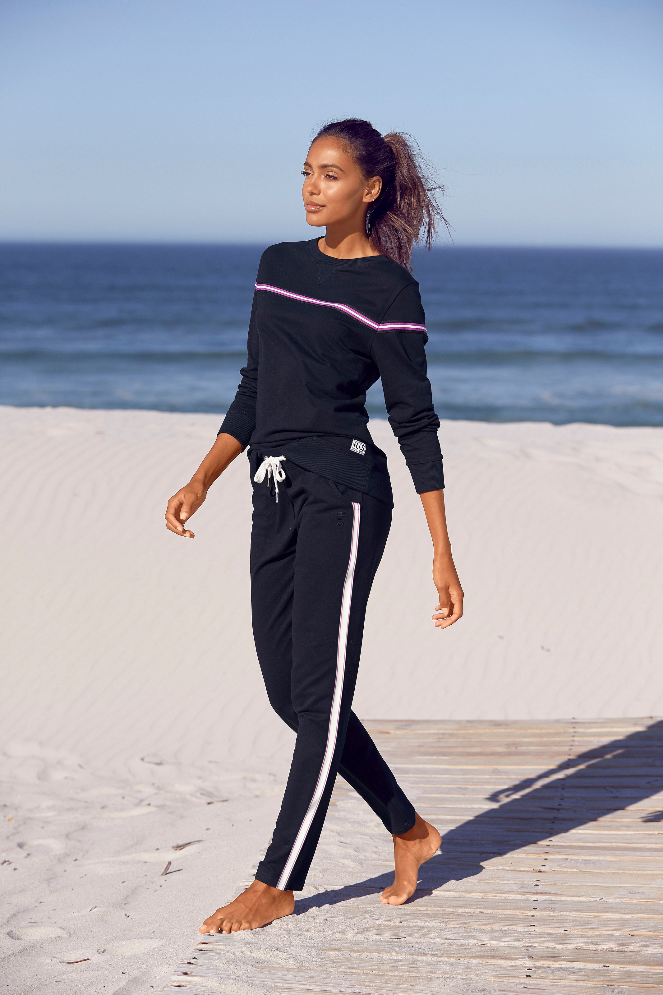 Thumbnail - H.I.S Sweater, mit kontrastfarbigem Tape, Loungeanzug