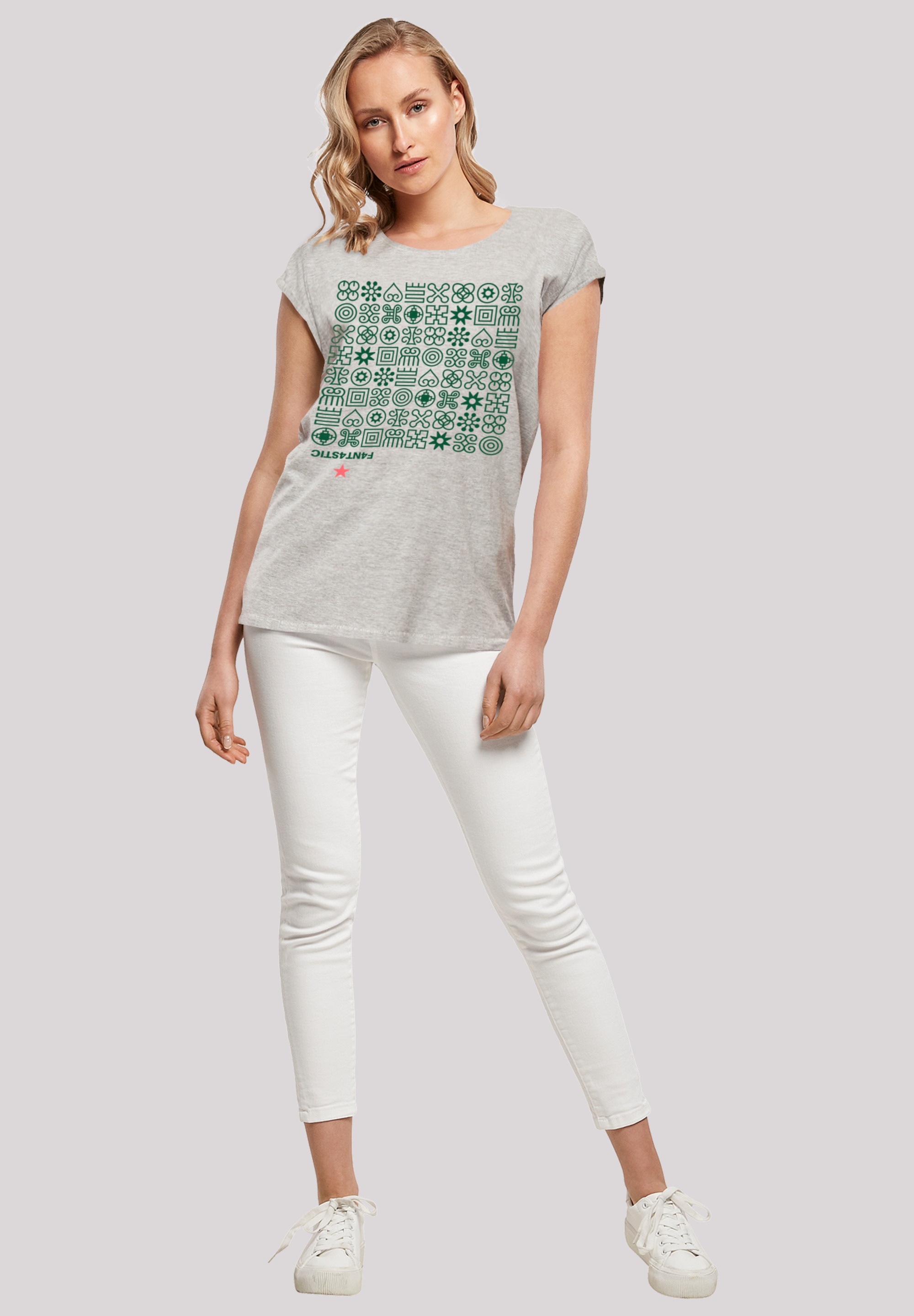 F4NT4STIC T-Shirt »Muster Grün Symbole«, Print