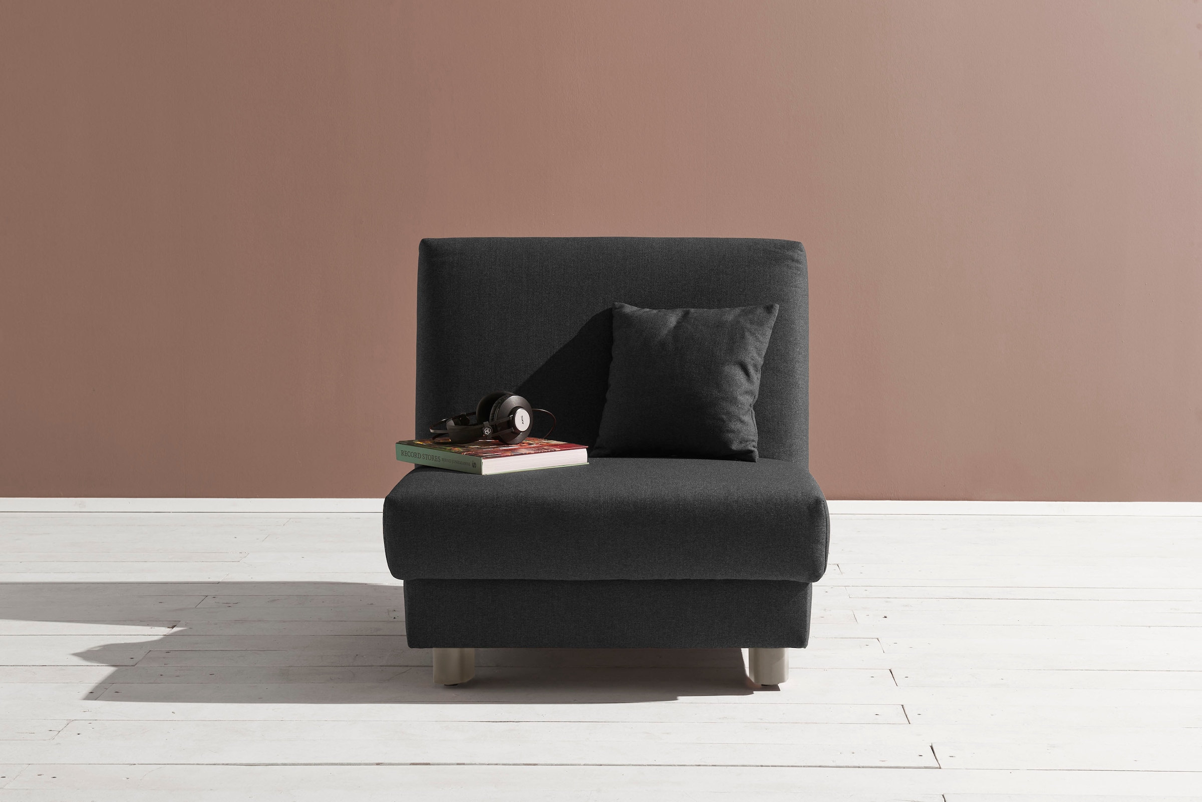 ell + ell Schlafsofa »Enny«, Liegefläche Breite 80 cm, Liegehöhe 40 cm, Füße alufarben, Rückenlehne