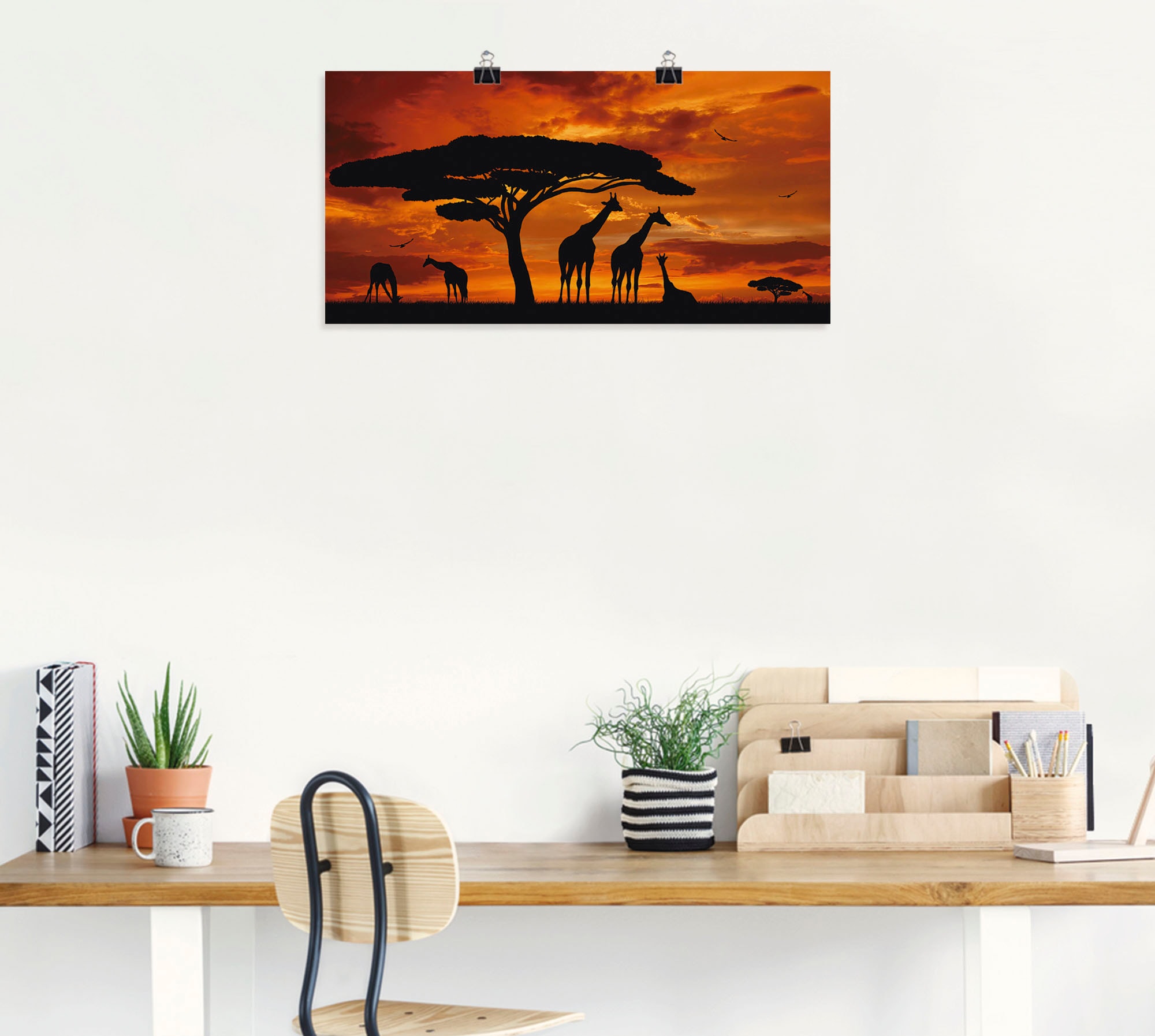 Artland Wandbild »Herde von Giraffen im Sonnenuntergang«, Wildtiere, (1 St.), als Leinwandbild, Poster in verschied. Größen