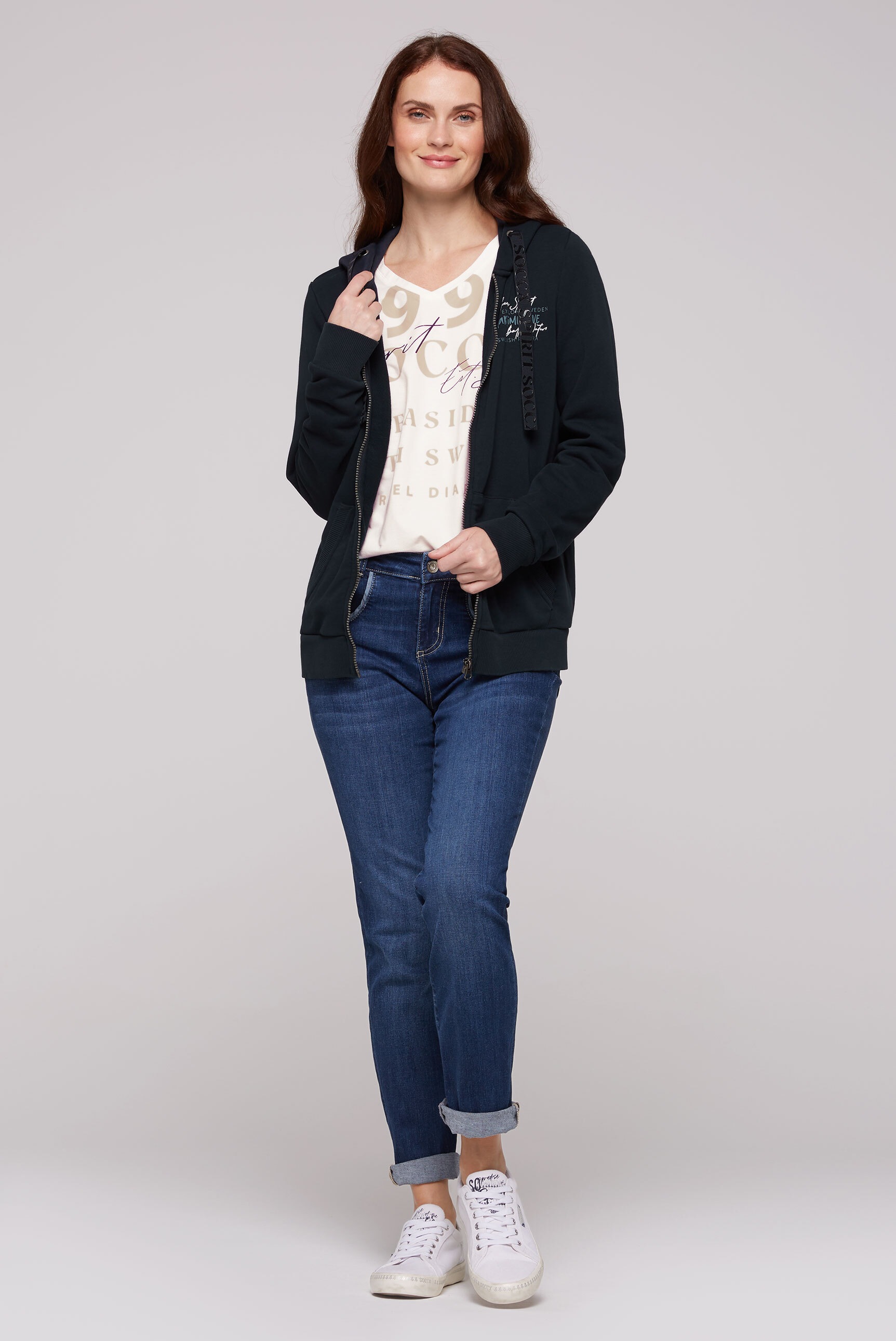 SOCCX Kapuzensweatjacke, mit Baumwolle