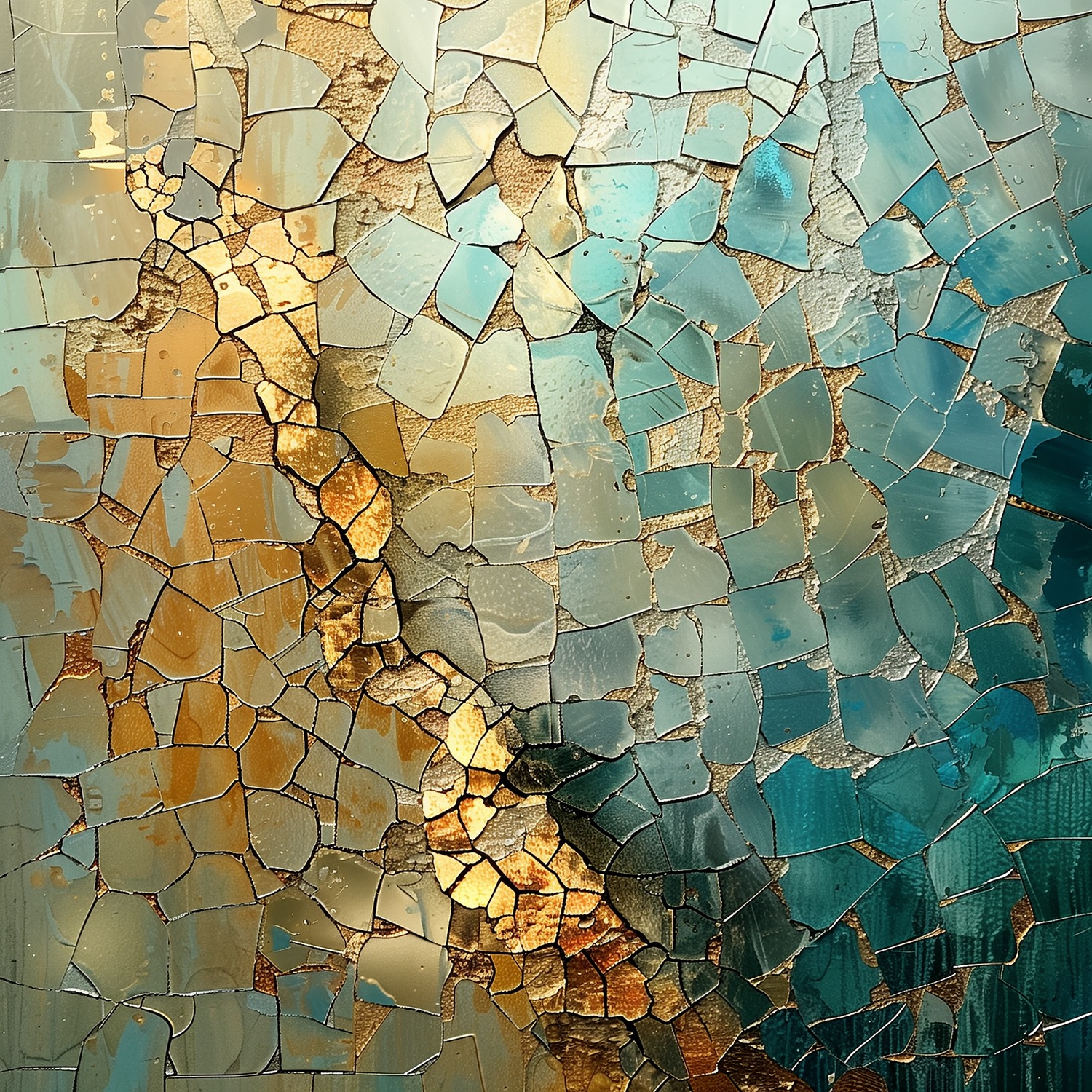 queence Acrylglasbild "Goldenes Mosaik" Abstrakt  Abstrakte  Formen  Gemäld günstig online kaufen