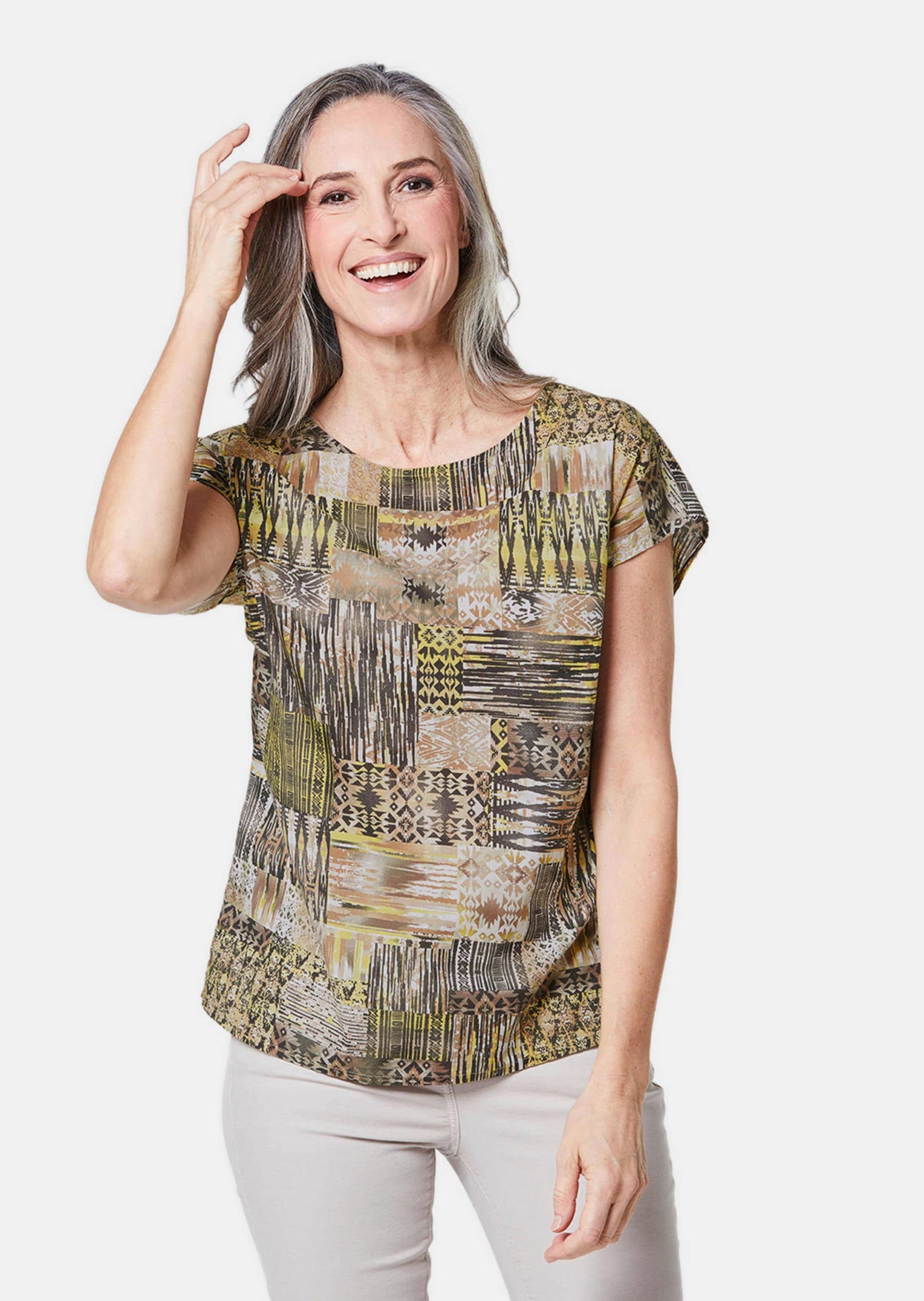 GOLDNER Druckbluse »Bluse Ultraleichte Druckbluse aus reiner Baumwolle«