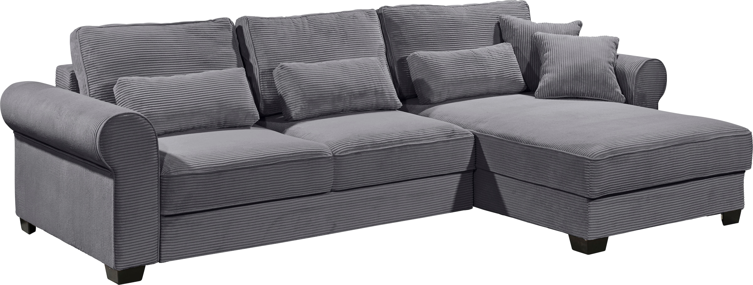 ED EXCITING DESIGN Ecksofa »Angelina L-Form«, mit Bettfunktion, Bettkasten & 5 Zierkissen