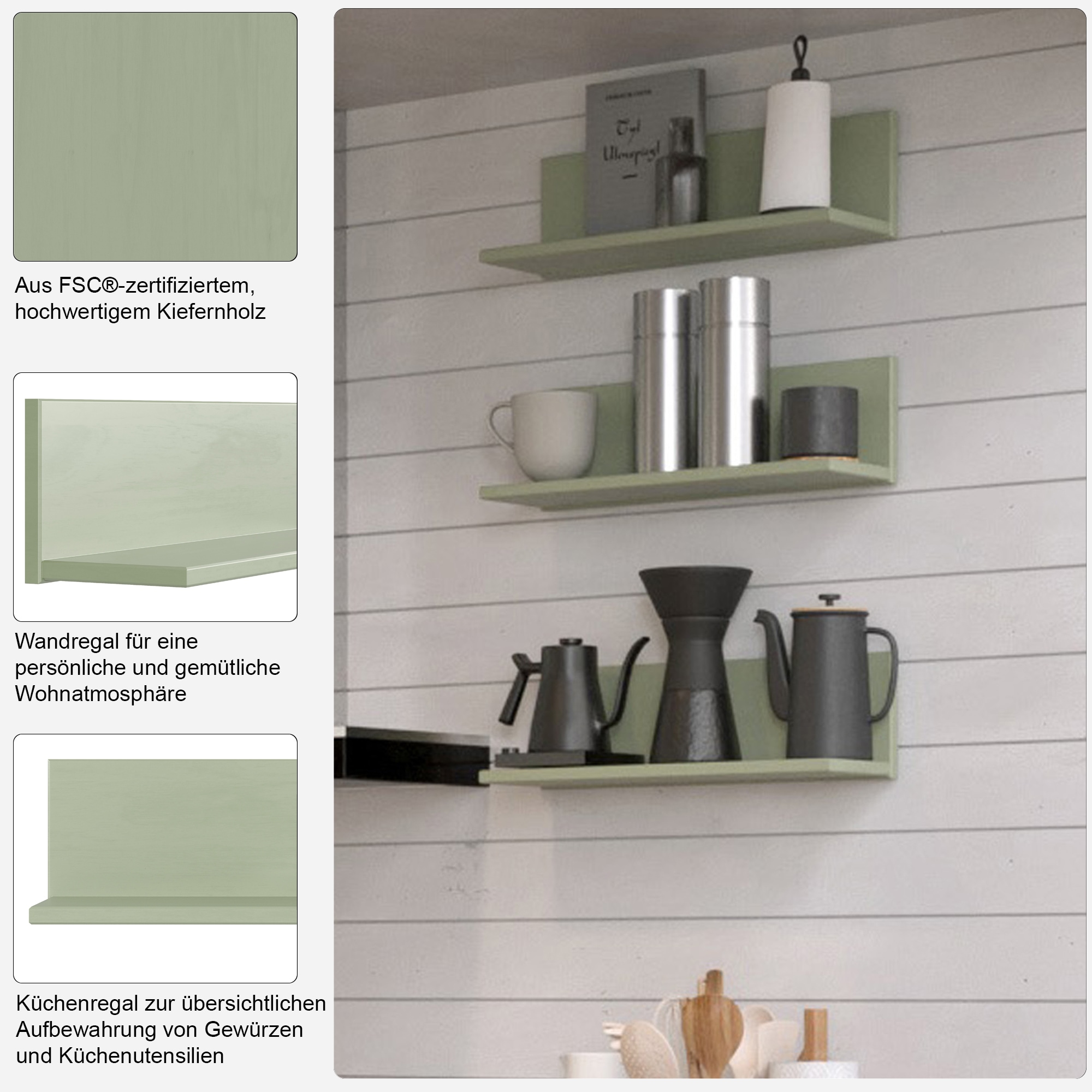 Home affaire Wandregal »Teramo« Breite 50 cm, 1 Ablageboden