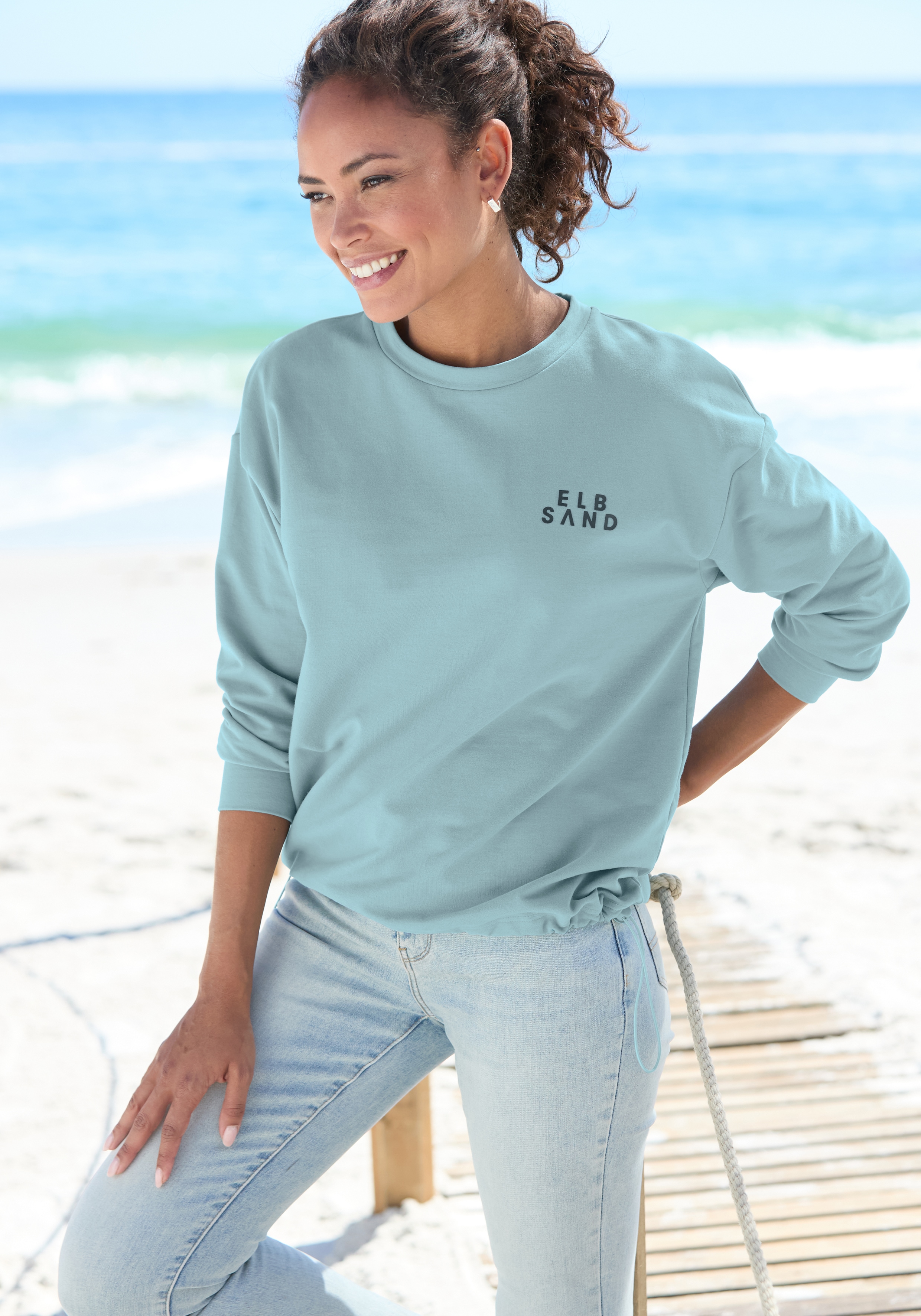 Elbsand Sweatshirt "Carisa", mit verstellbarem Gummizug am Saum, lockere Passform, casual-sportlich