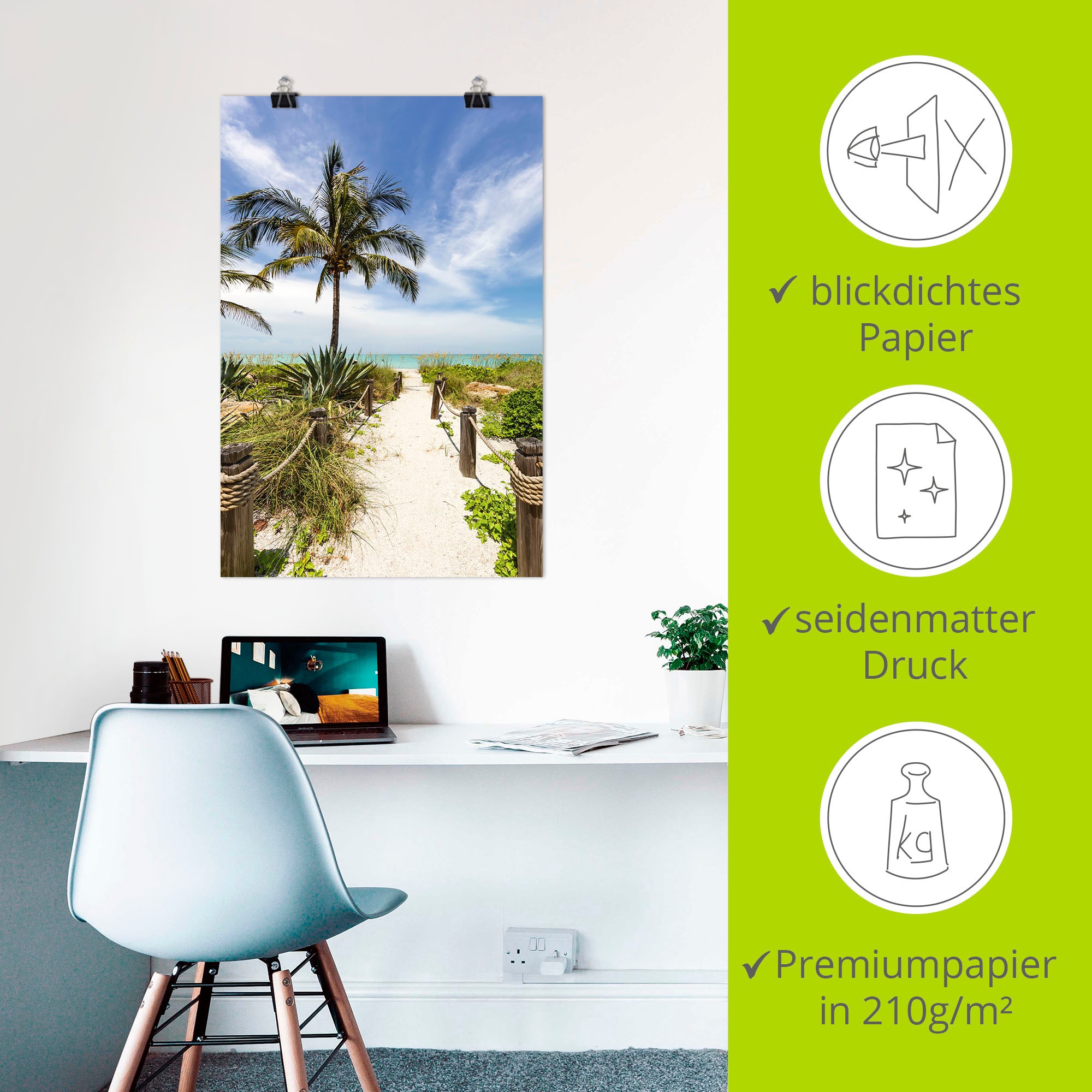 Artland Wandbild »Weg zum Strand II«, Strandbilder, (1 St.), als Alubild, Outdoorbild, Poster, Wandaufkleber in verschied. Größen