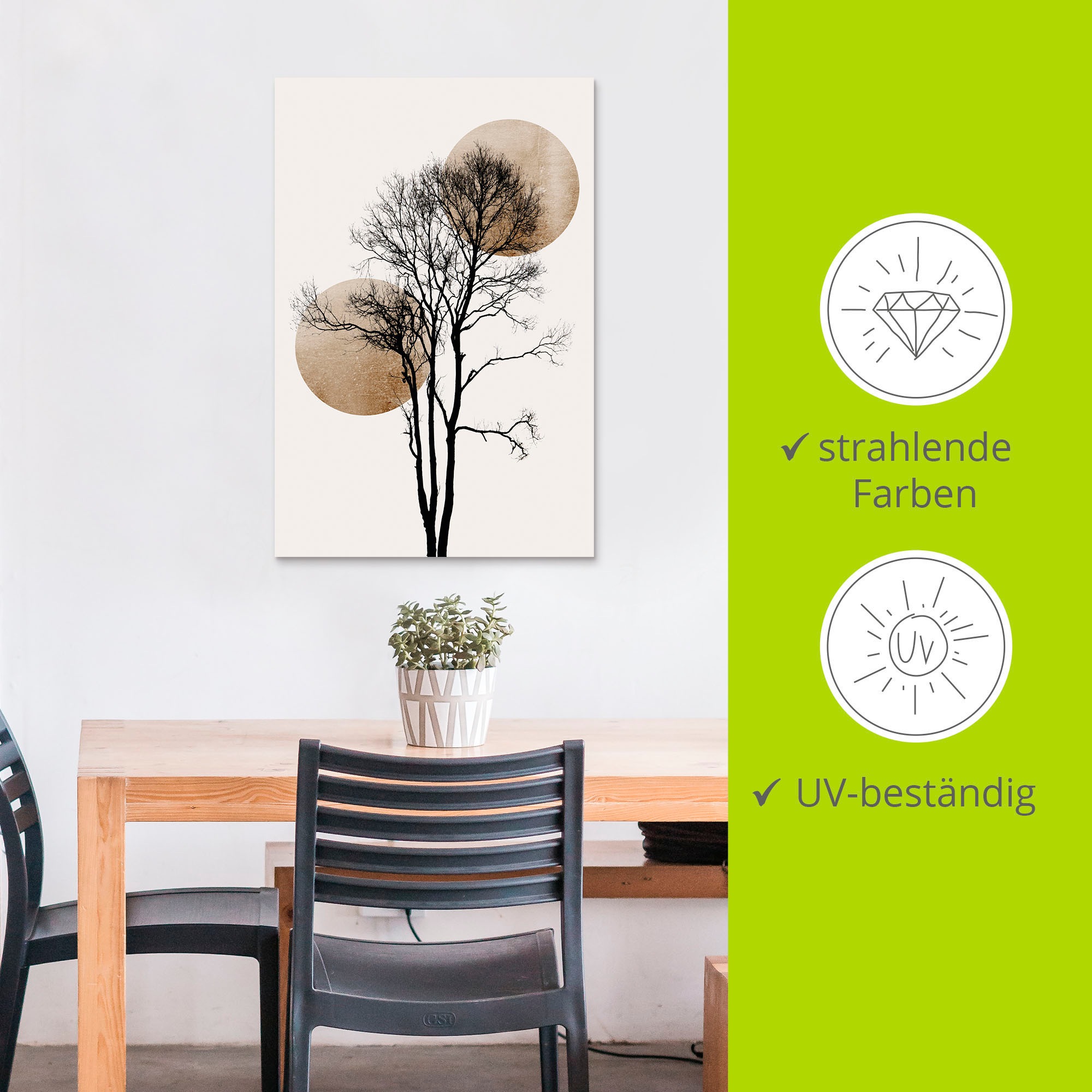 Artland Wandbild »Sonne und Mond versteckt«, Baumbilder, (1 St.), als Alubild, Outdoorbild, Leinwandbild, Poster, Wandaufkleber