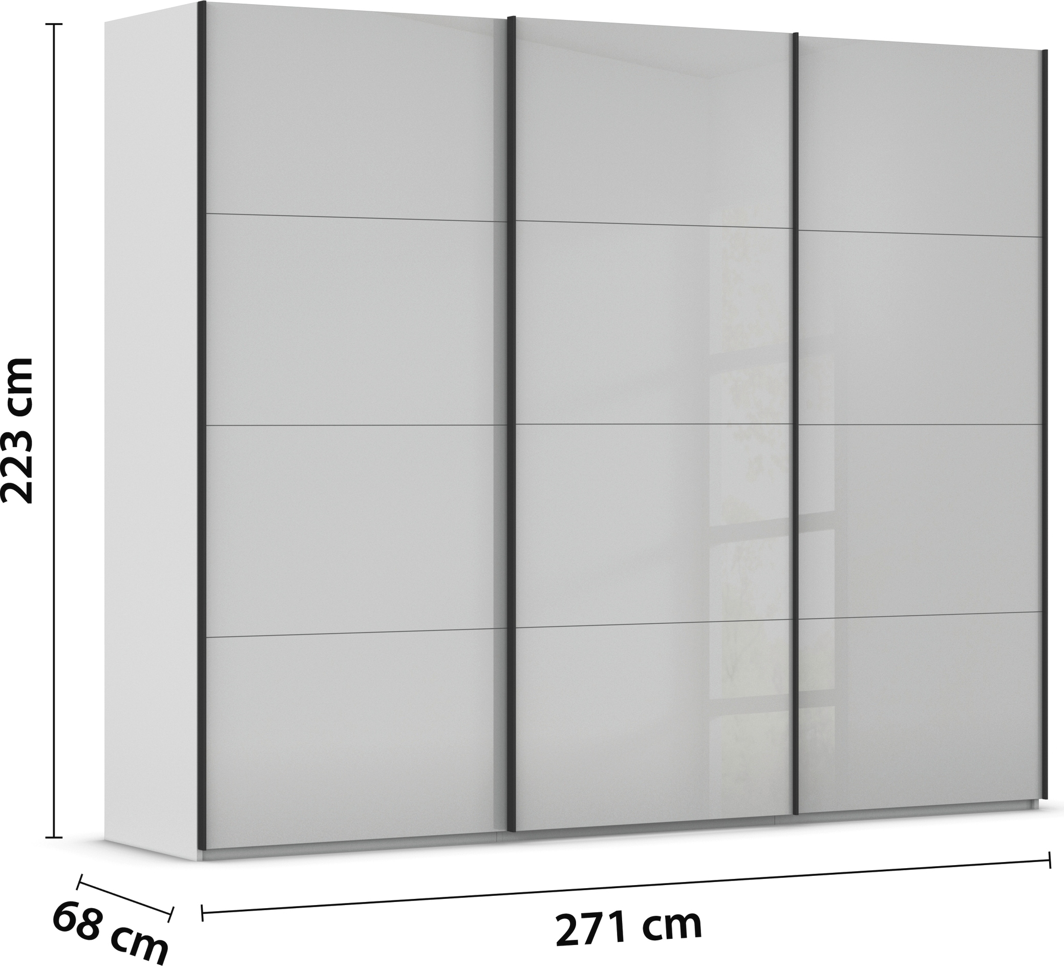 rauch Schwebetürenschrank »Kleiderschrank Schrank Garderobe Schlafzimmerschrank SCALE-FYRA«, edle viergeteilte Türen mit Glas-Front viele Farben MADE IN GERMANY