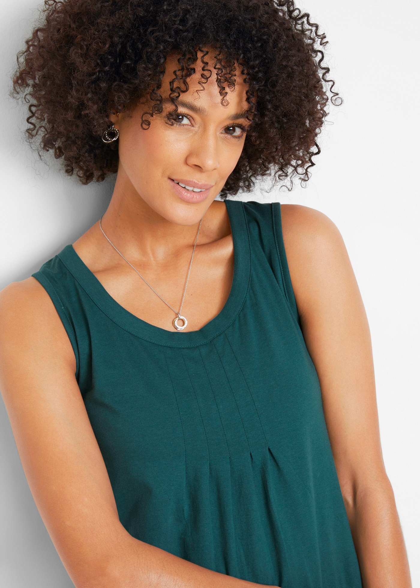 bonprix Longtop »Long-Top« mit elegantem Faltendetail, lockere Passform, reine Baumwolle