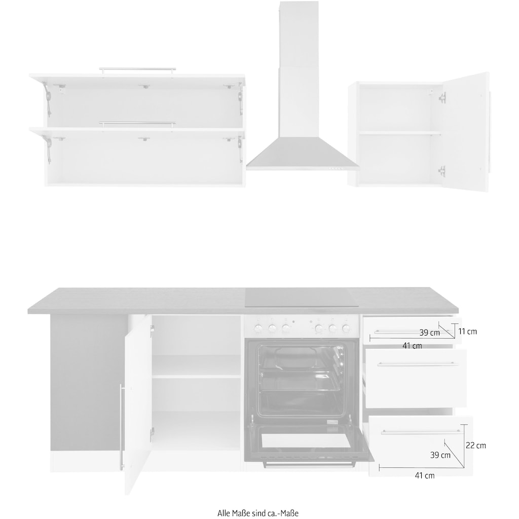 HELD MÖBEL Winkelküche »Samos«, mit E-Geräten, Stellbreite 220/220 cm