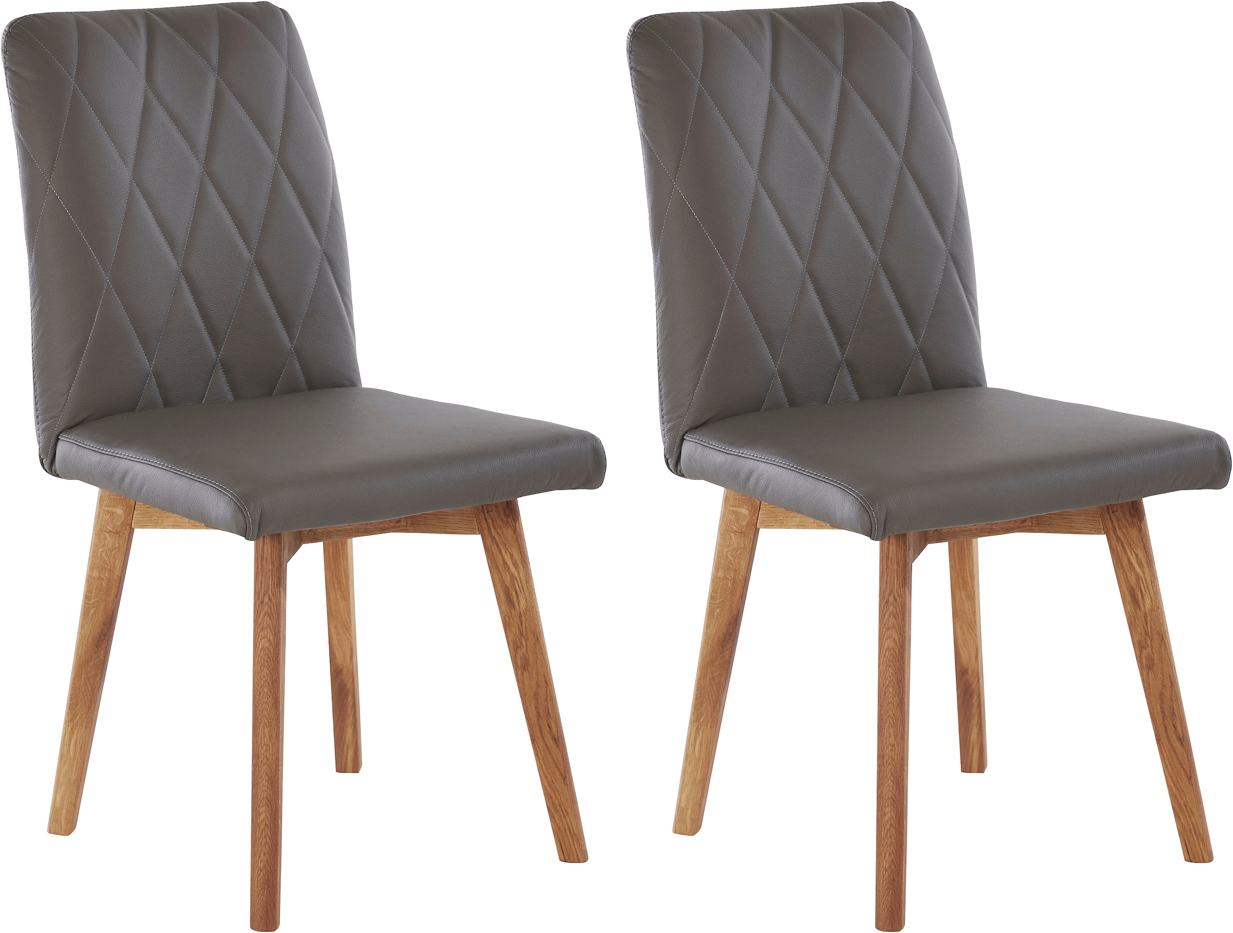 Home affaire Esszimmerstuhl "Brest" (Set) 2 Stk. Leder Gestell aus Eiche Ma günstig online kaufen