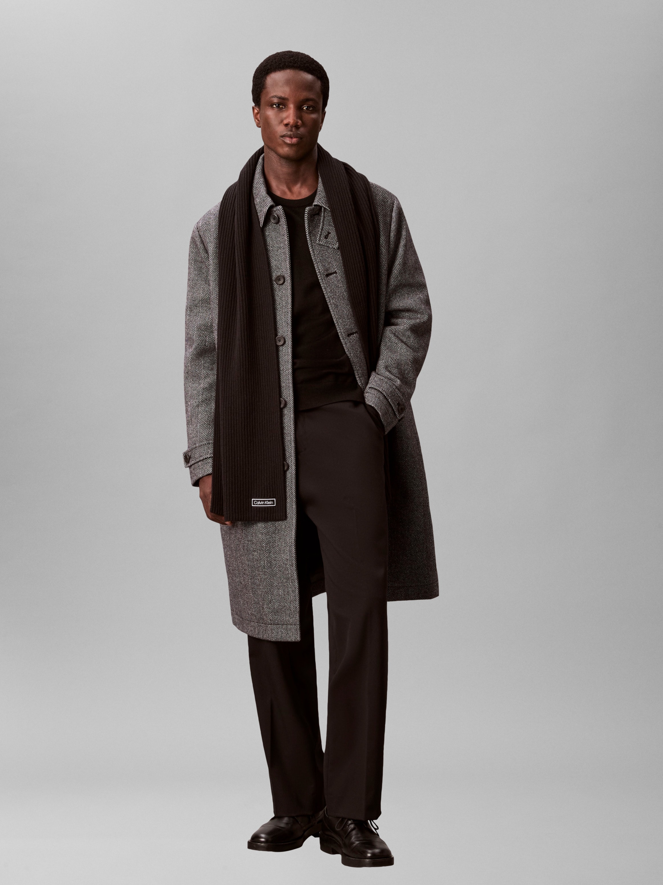 Calvin Klein Modetuch "PATCH CHUNKY RIB COTTON SCARF" mit klassischem unifarbenen Design