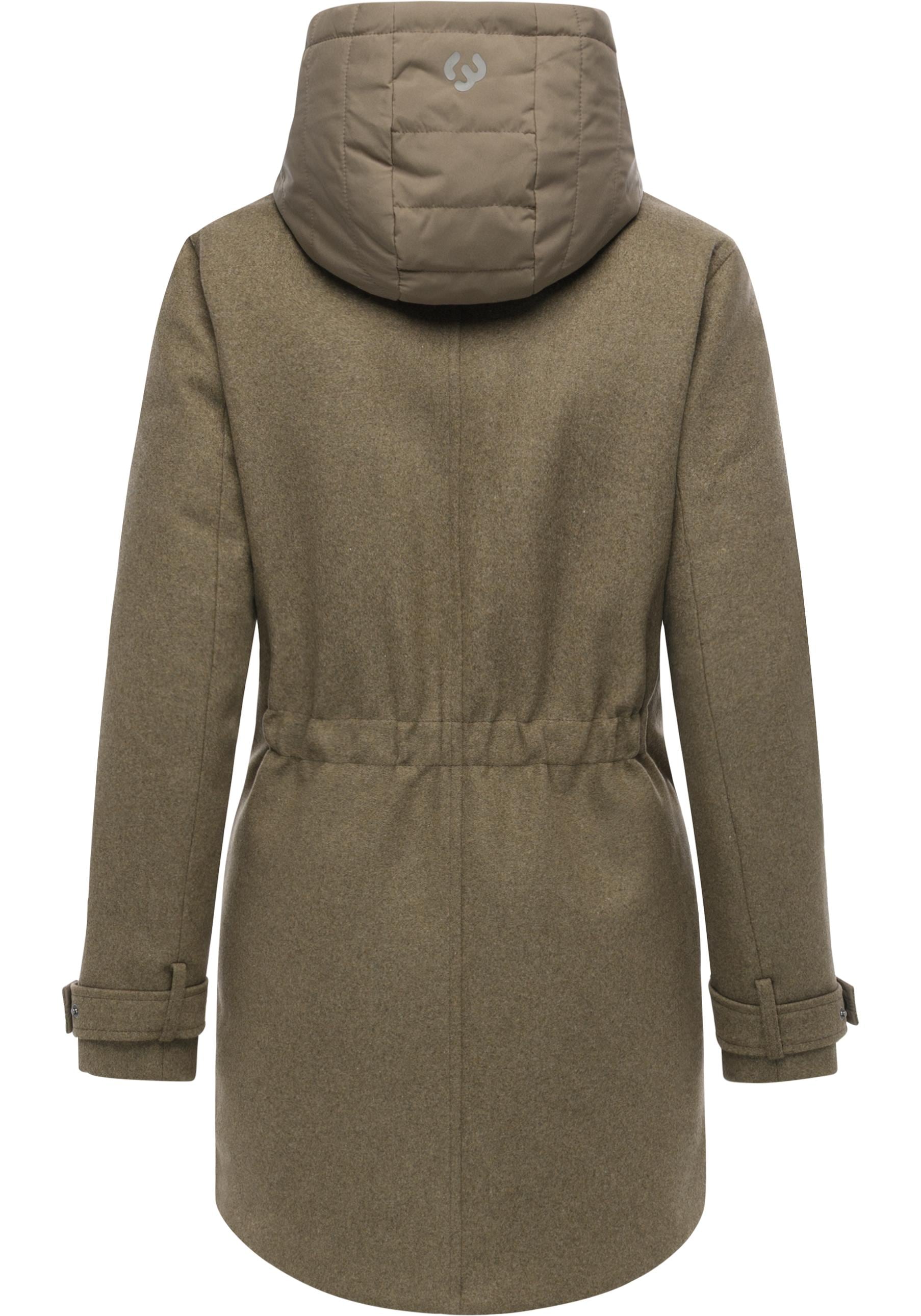 Ragwear Wintermantel »Petuja Felt YOUMODO« Klassischer Damen Kurzmantel mit Kapuze