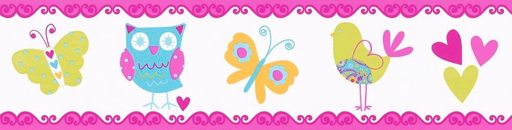 LIVING WALLS Bordüre "Kids Party", B/L: 0,13m x 5m, bunt, Tapeten, Kindertapete Kinder Bordüre Tierchen Pink Mädchenzimmer Borte Design