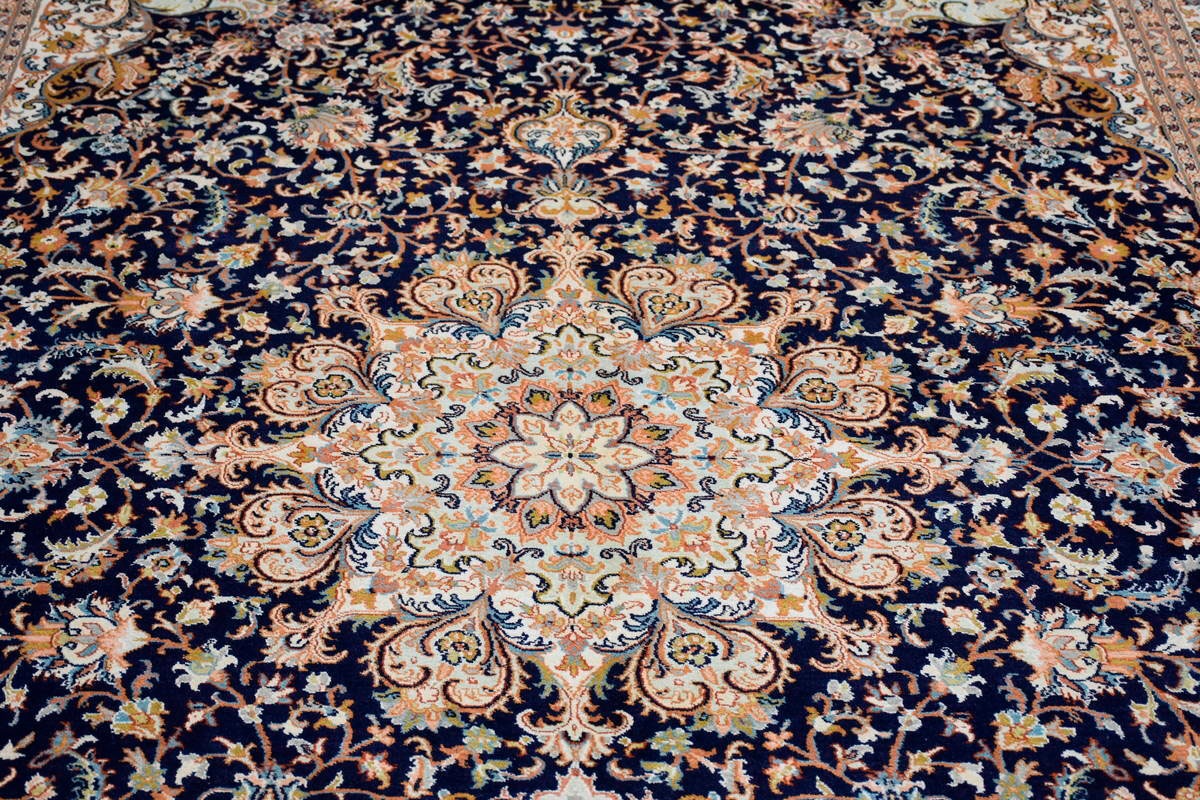 Kayoom Seidenteppich »Kashan 4875«, rechteckig, 10 mm Höhe, Einzelstück mit Zertifikat, Wohnzimmer