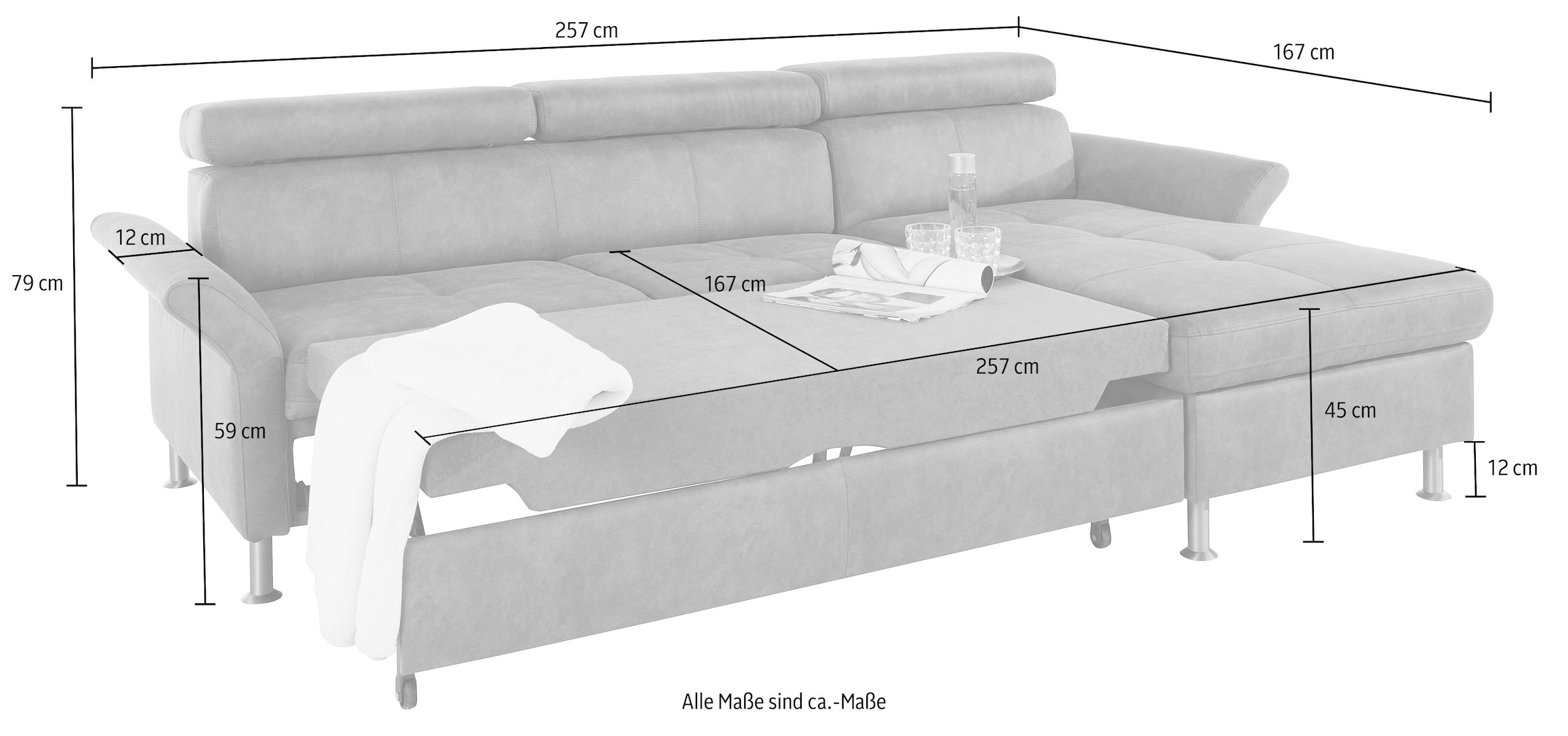 exxpo - sofa fashion Ecksofa »Maretto, bequem und komfortabel, L-Form«, inkl. Kopf- bzw. Rückenverstellung, wahlweise mit Bettfunktion