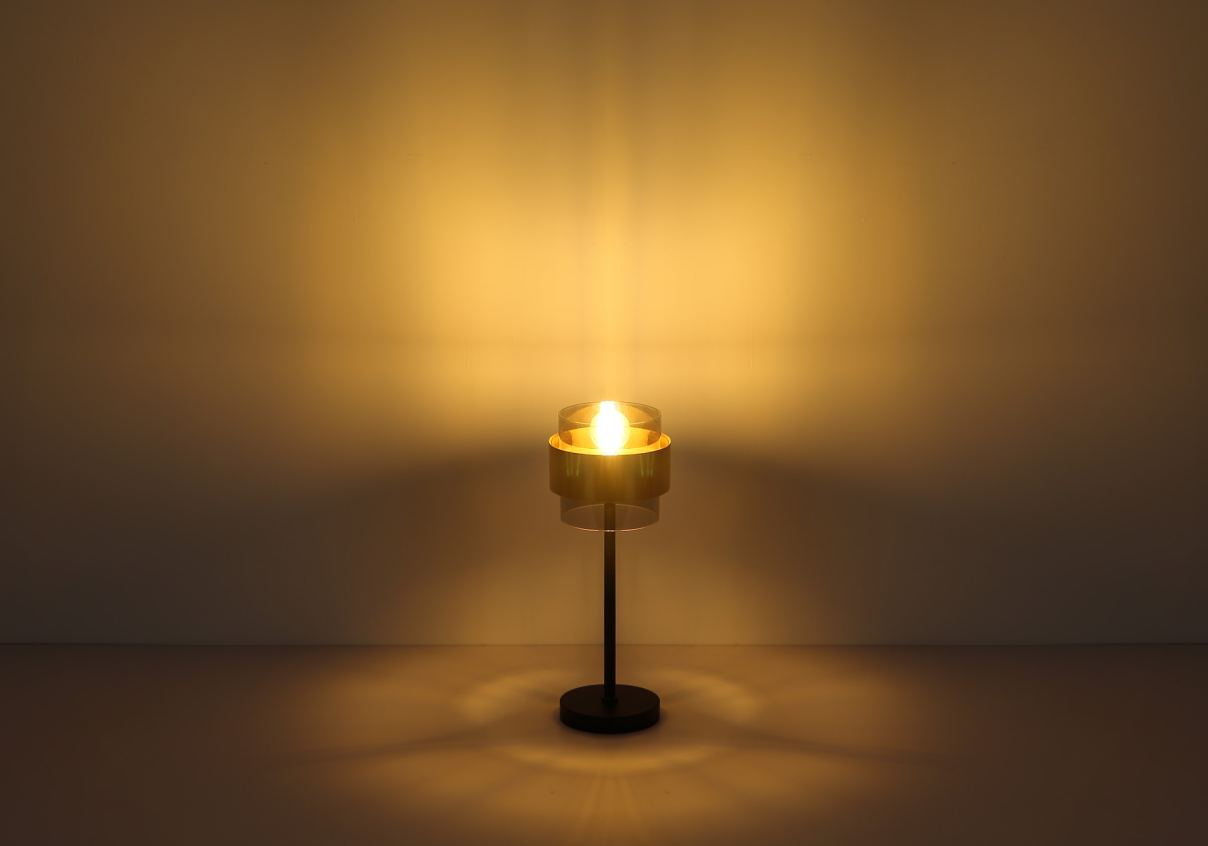 GLOBO LIGHTING Tischleuchte »MILLEY«, Leuchtmittel E27 | ohne Leuchtmittel, Tischlampe/Metall/Glas/Messingring/Schlafzimmer/Wohnzimmer