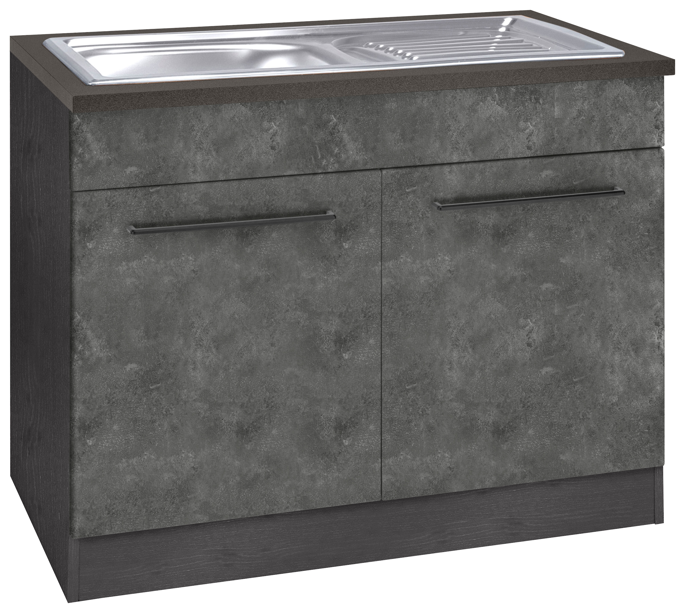 KOCHSTATION Spülenschrank »KS-Tulsa«, 100 cm breit, 2 Türen, Metallgriff, MDF Front, inkl. Einbauspüle