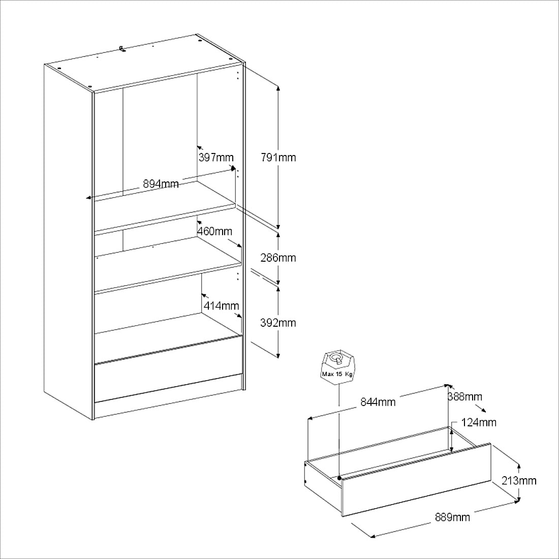 Parisot Jugendzimmer-Set, (Set, 5 tlg.)