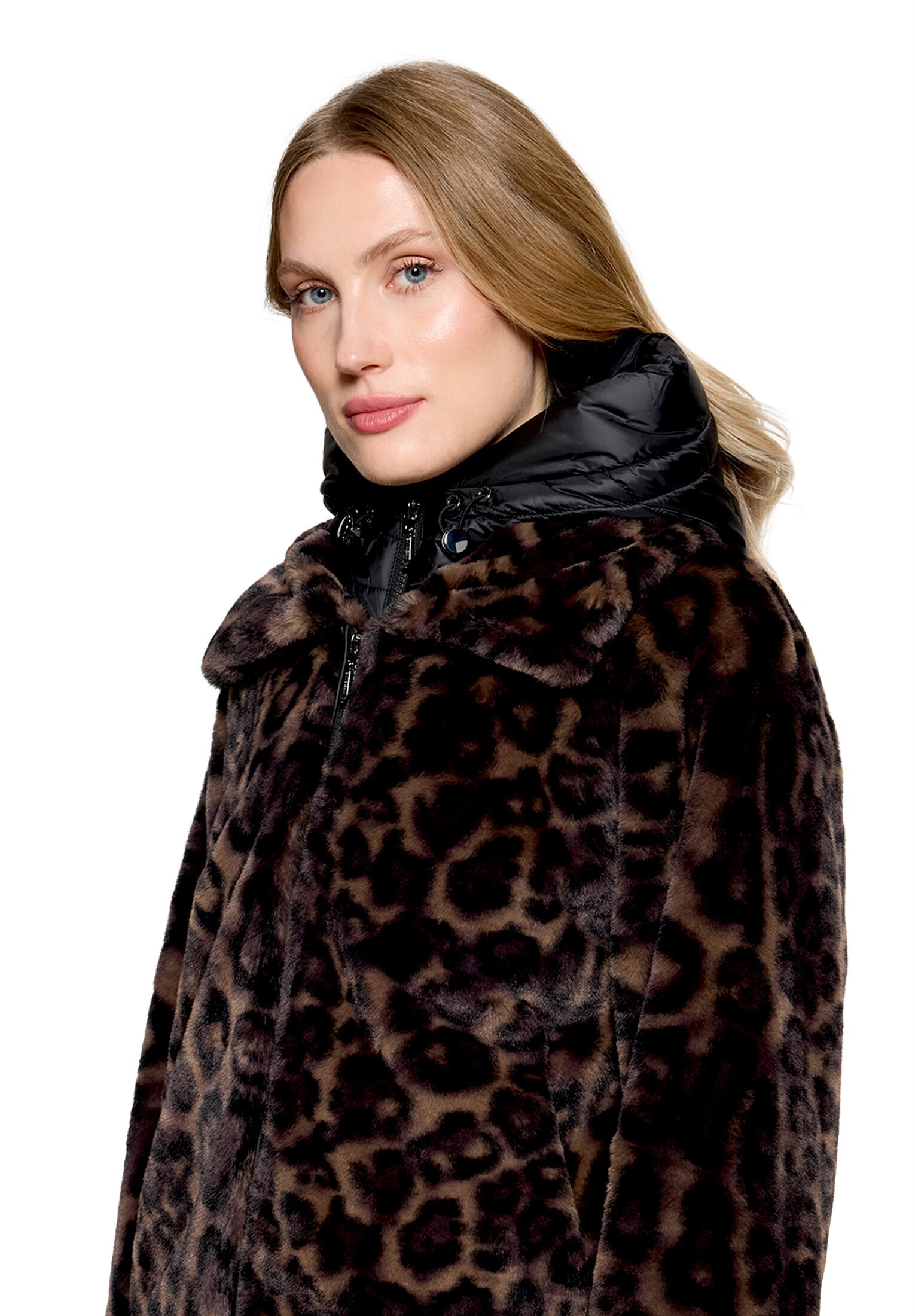 Amber & June Plüschjacke »Damen mit abnehmbarem Westenteil« mit Kapuze