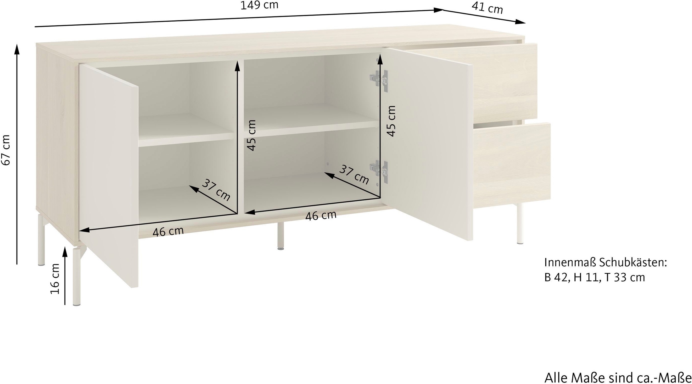SCHÖNER WOHNEN-Kollektion Sideboard »LABOE« 1 Stk. tlg. 150 cm oder 200 cm mit push to open Funktion