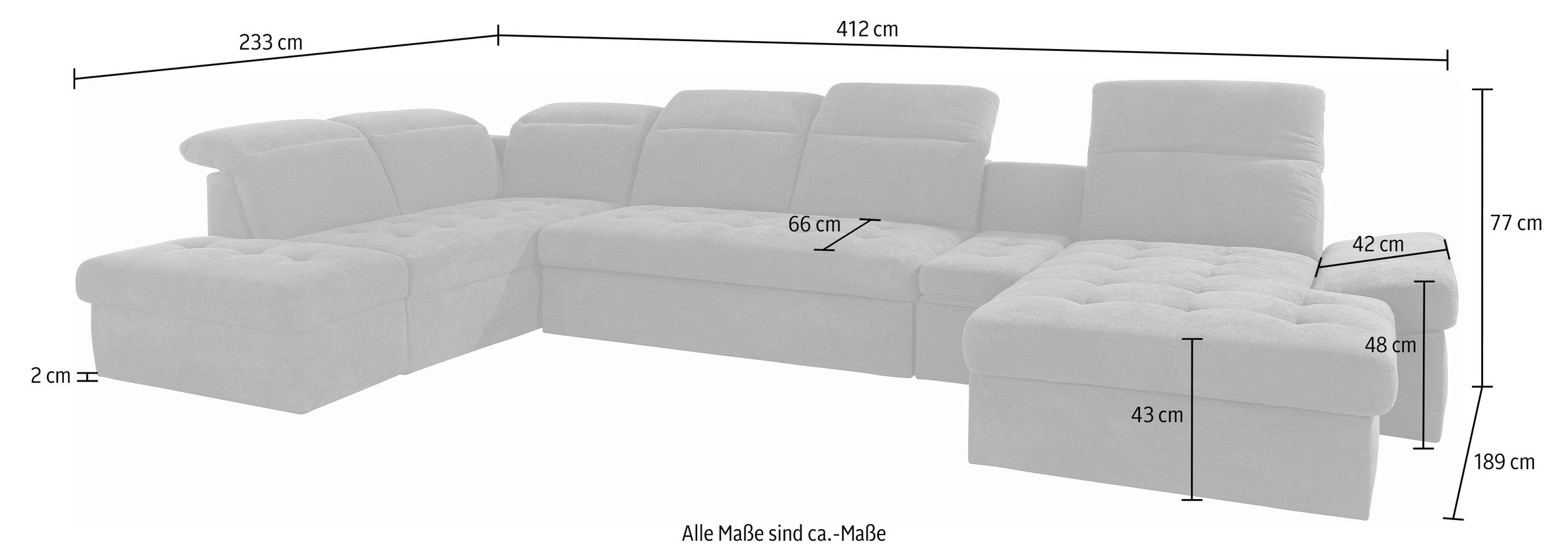 sit&more Wohnlandschaft »Stardust U-Form« inklusive Kopfteilverstellung, Armlehnenfunktion und Tischelement