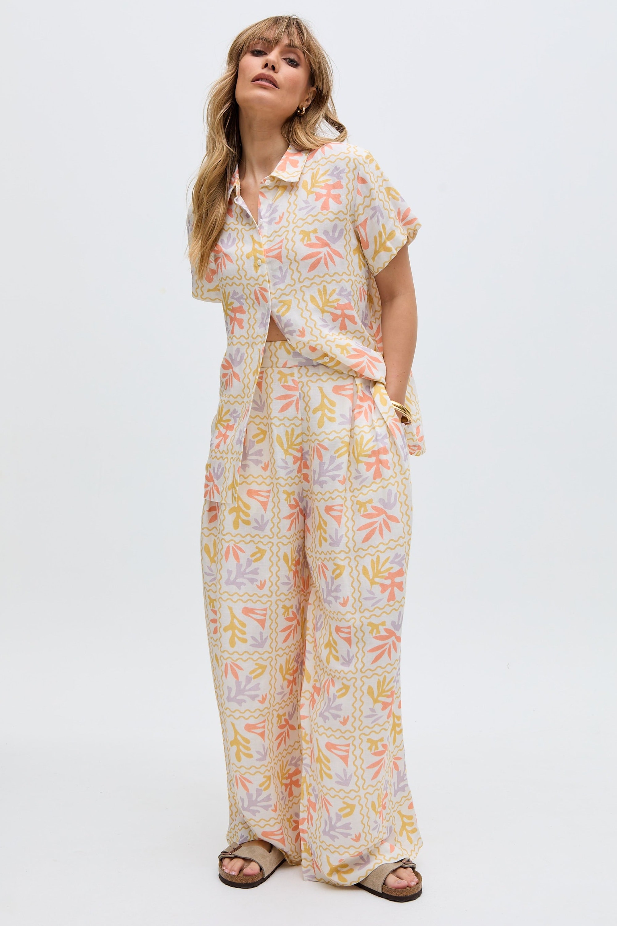 RAFFYA T-Shirt »Matisse Button Down Patchwork Floral Print Shirt Damen«