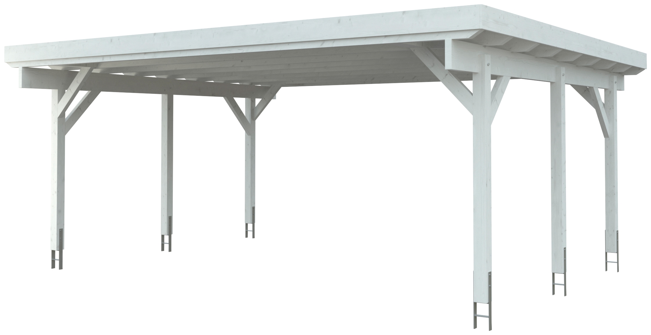 Kiehn-Holz Doppelcarport "KH 310 / KH 311" Massivholz 561 cm weiß Stahl-Dach, versch. Farben