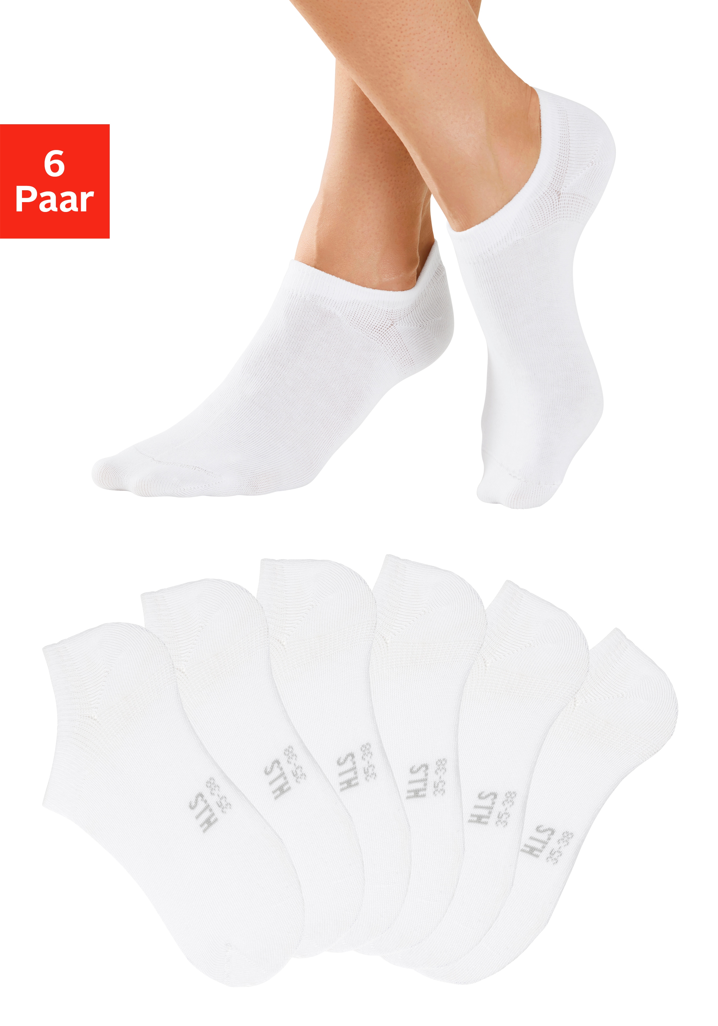 H.I.S Sneakersocken "Damen Herren Unsichtbare Sneaker Socken, Loafer Socken" Packung, 6 Paar tlg. mit besonders kurzem Schaft