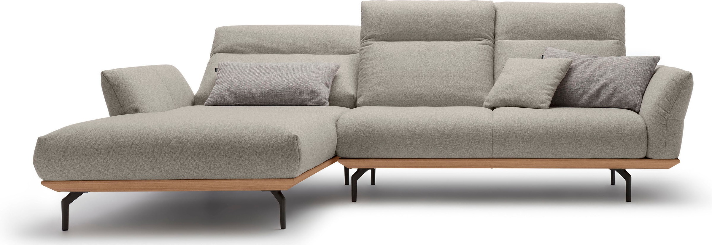 Creation BY ROLF BENZ Ecksofa »CR.460«, Sockel in Eiche, Alugussfüße in umbragrau, Breite 298 cm