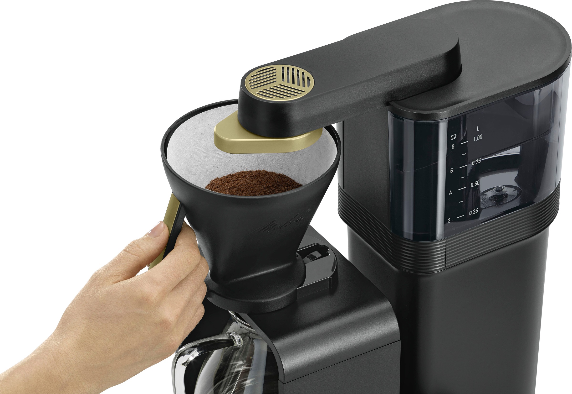 Melitta Filterkaffeemaschine »epour® 1024-12«, 1 l Kaffeekanne, Papierfilter, 1x4, Schwarz/Gold
