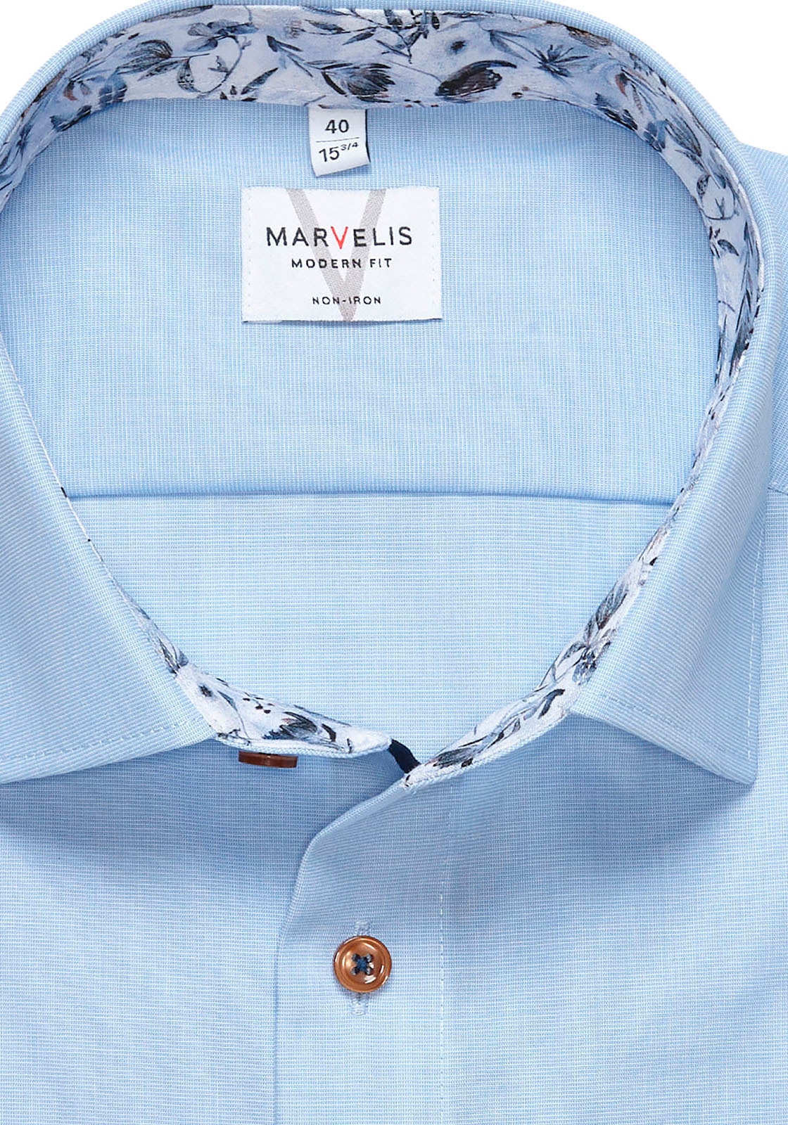 MARVELIS Langarmhemd mit New-Kentkragen, modern fit, bügelfrei