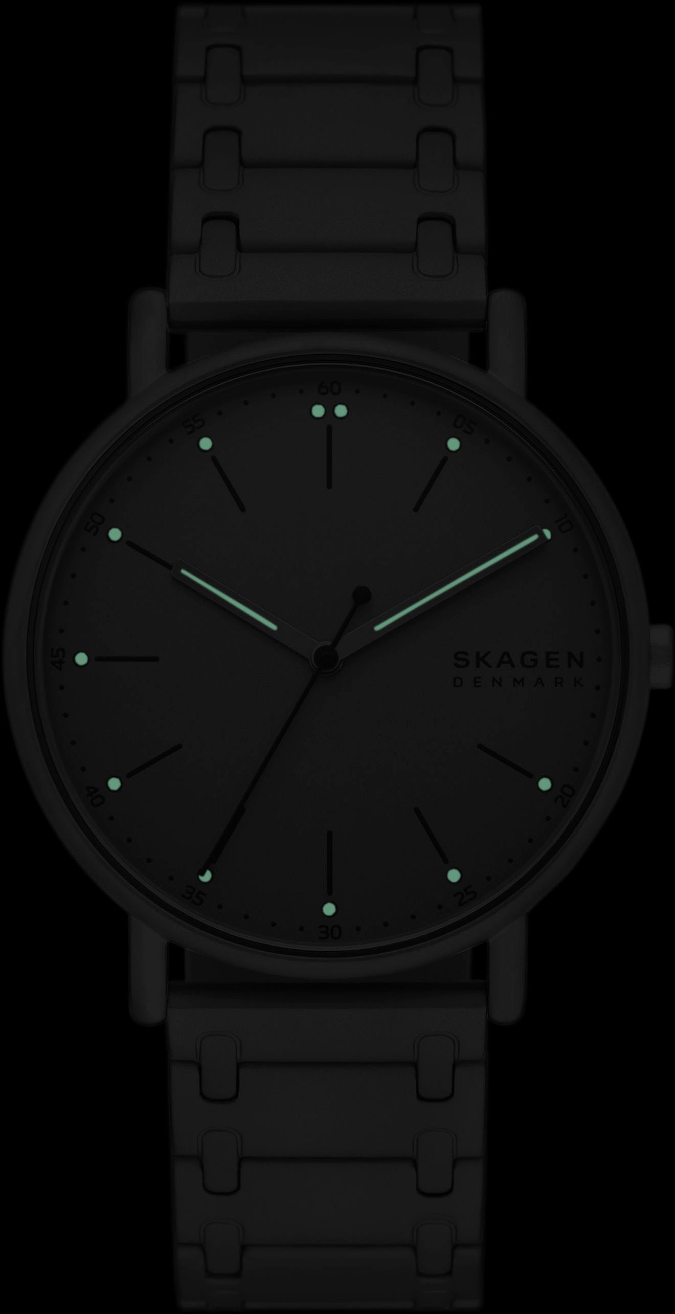 Skagen Quarzuhr »SIGNATUR«, Armbanduhr, Herrenuhr, Damenuhr, analog, Edelstahlarmband