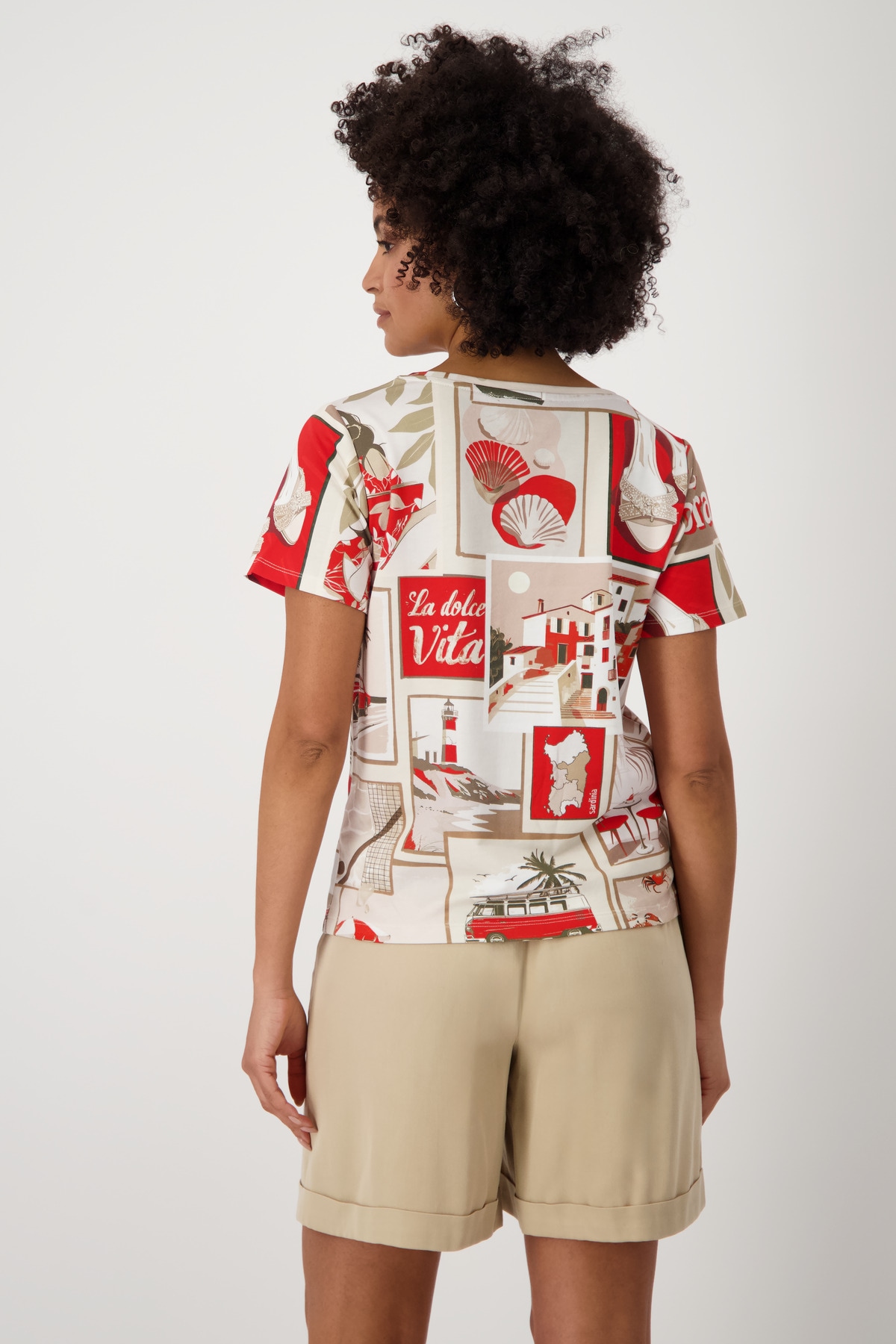 Monari T-Shirt »Shirt Polaroid allover«, Mit Rundhalsausschnitt