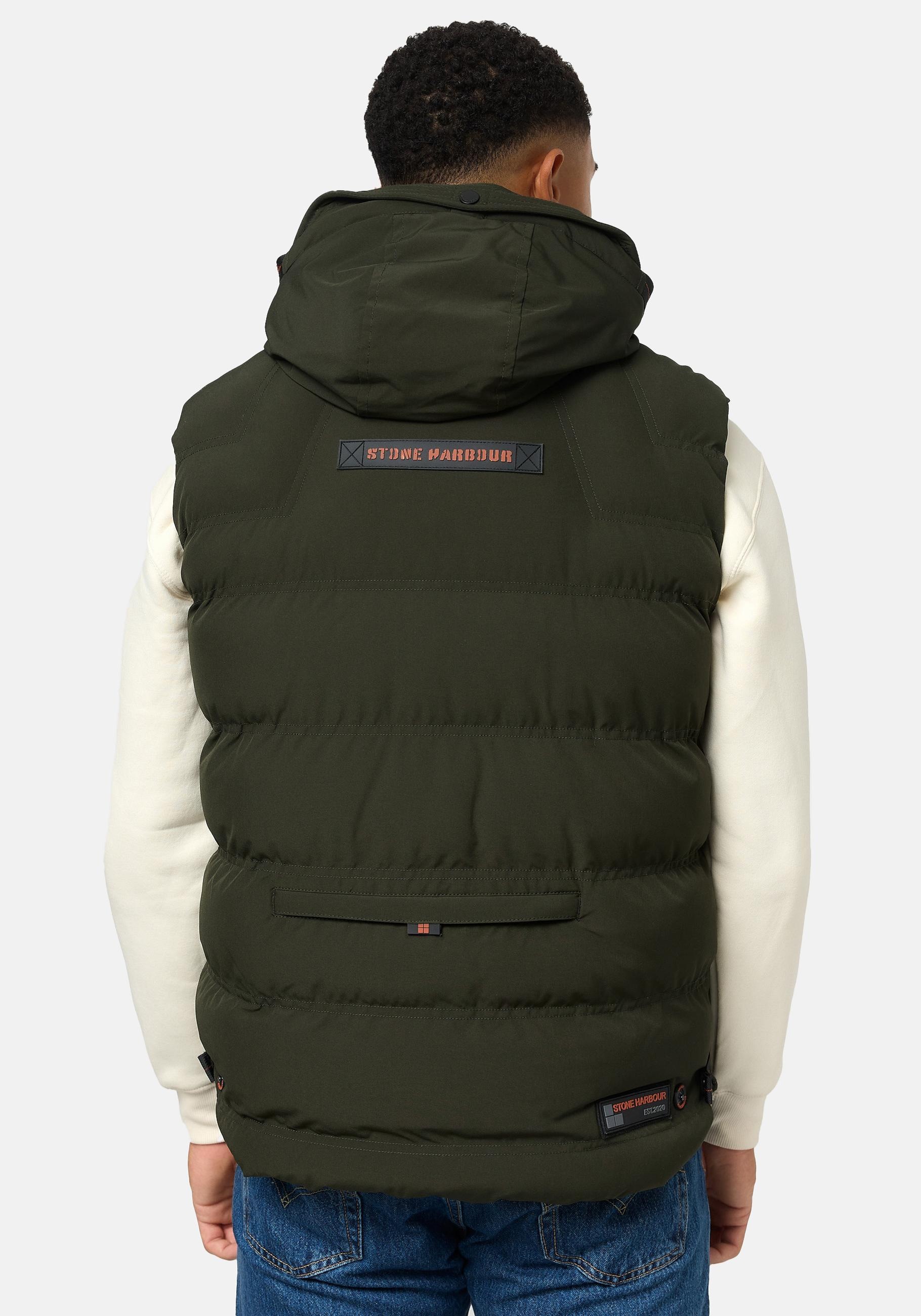 Stone Harbour Steppweste »Egoor«, Sportliche Outdoorweste mit abnehmbarer Kapuze
