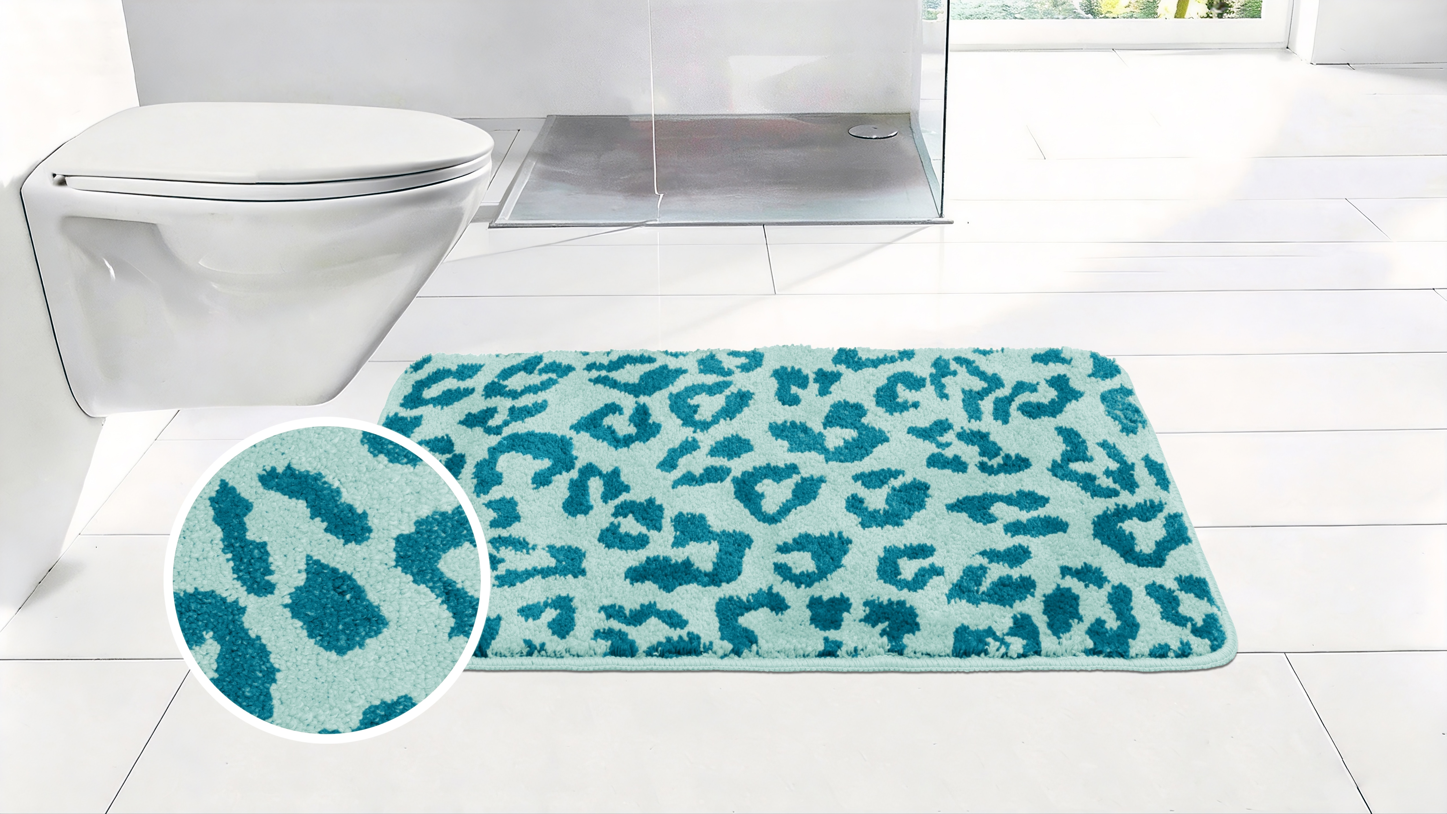 OTTO home Badematte "Anna Leo, Badvorleger, Badezimmer Teppich, Duschvorleger" Höhe 15 mm rutschhemmend beschichtet fußbodenheizungsgeeignet schnell trocknend mit Animal Print, modernes Muster, Leo, weich