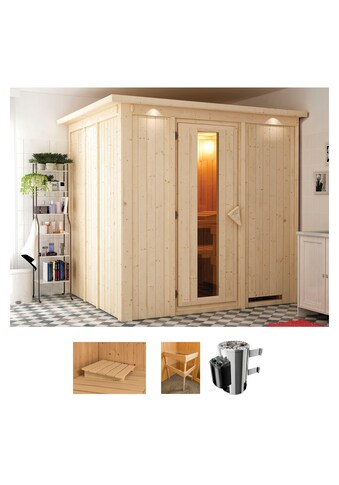 Sauna »Ellin«, (Set), 3,6-kW-Plug & Play Ofen mit int. Steuerung