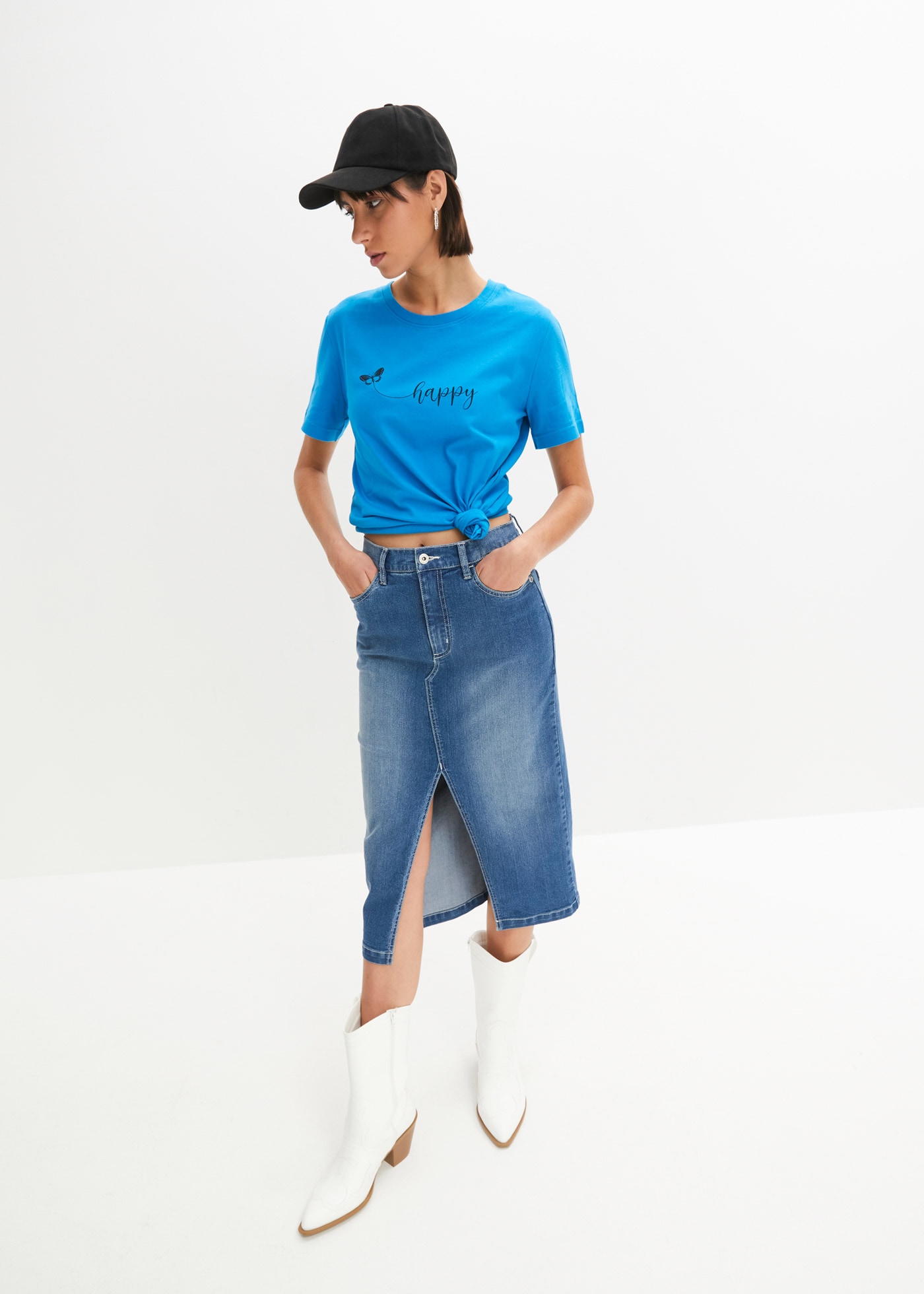 bonprix T-Shirt »T-Shirt aus reiner Baumwolle« bequeme Passform, Kurzarm, mit Rundhalsausschnitt