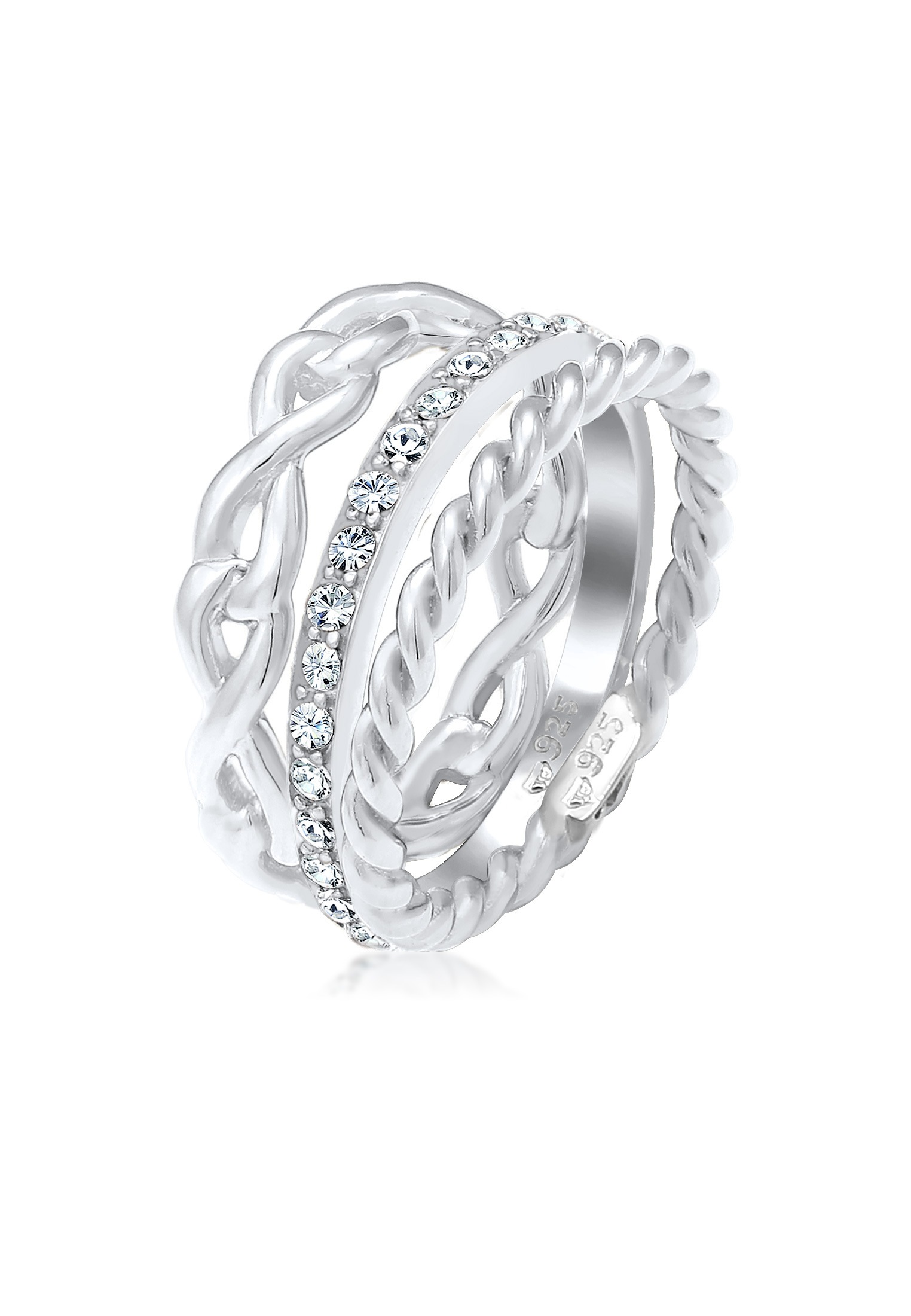 Solitärring »Ring Set Infinity Kristalle 925 Silber«