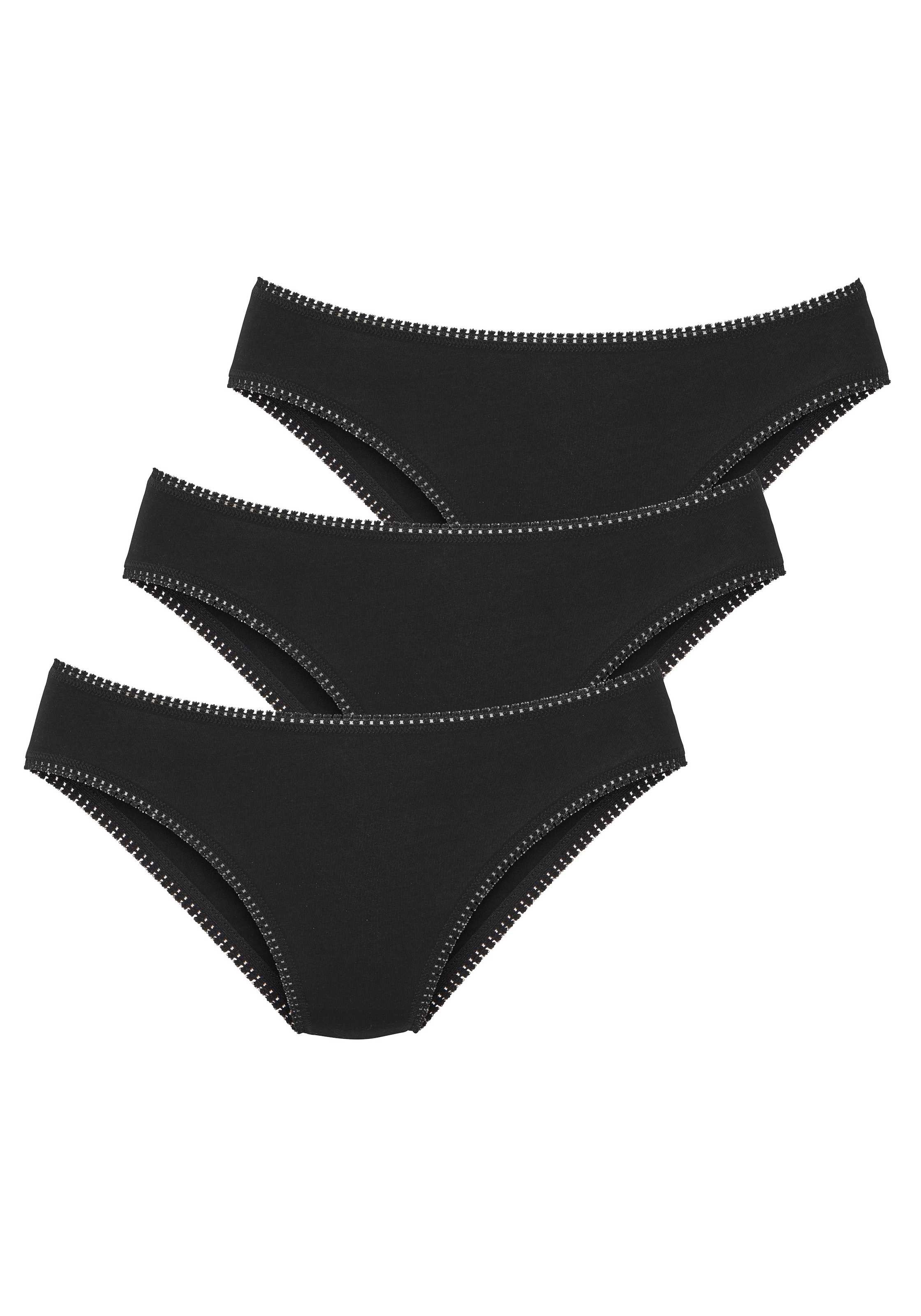 LASCANA Jazz-Pants Slips 3er Pack, 3 Stk. mit Spitze am Beinabschluss, aus elastischem Jersey