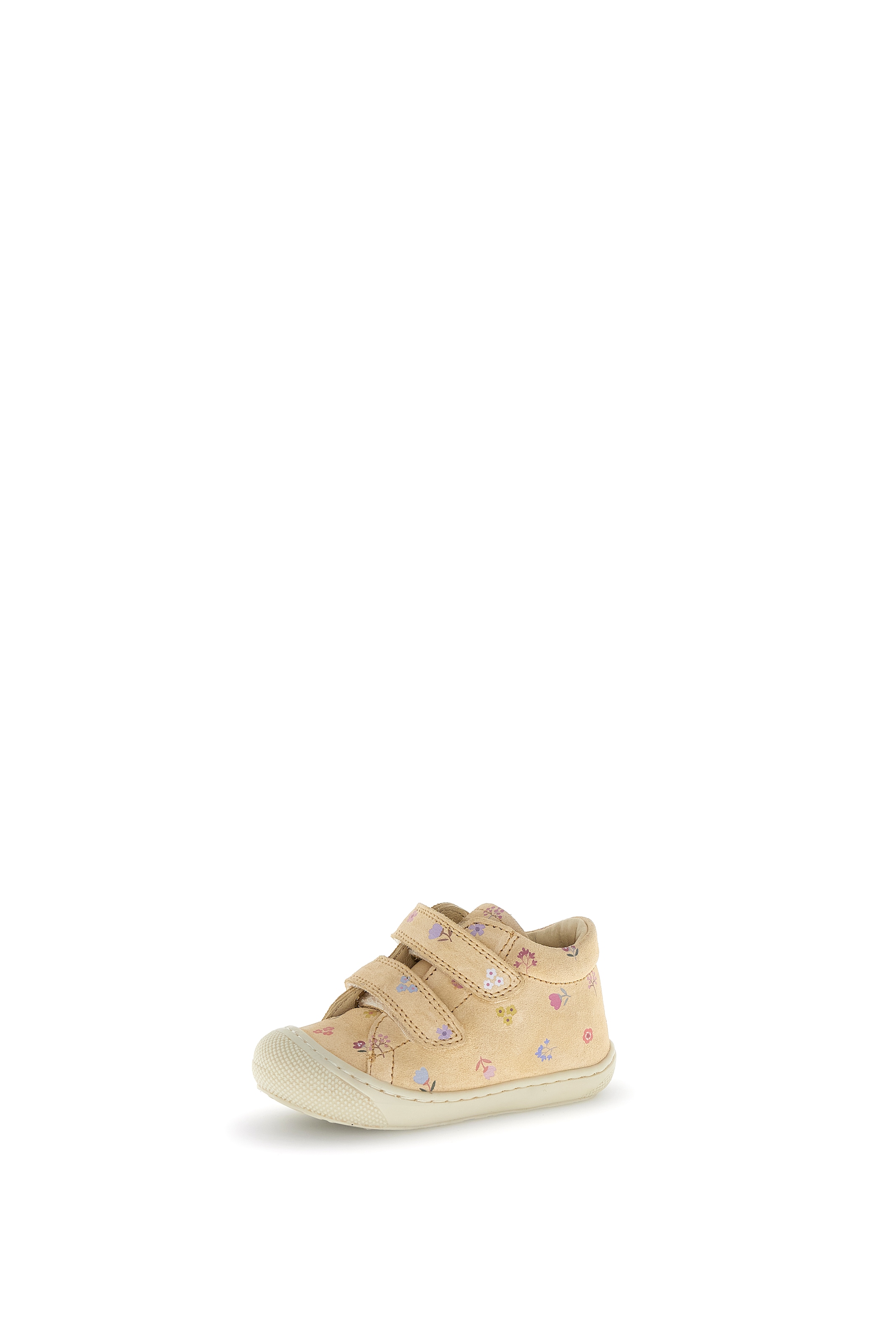 Lauflernschuh NATURINO "COCOON VL", Jungen, Gr. 25, hellbeige, Veloursleder, geblümt, kontrastfarbene Details, Schuhe Lauflernschuh, Babyschuh, Klettschuh, Größenschablone zum Download