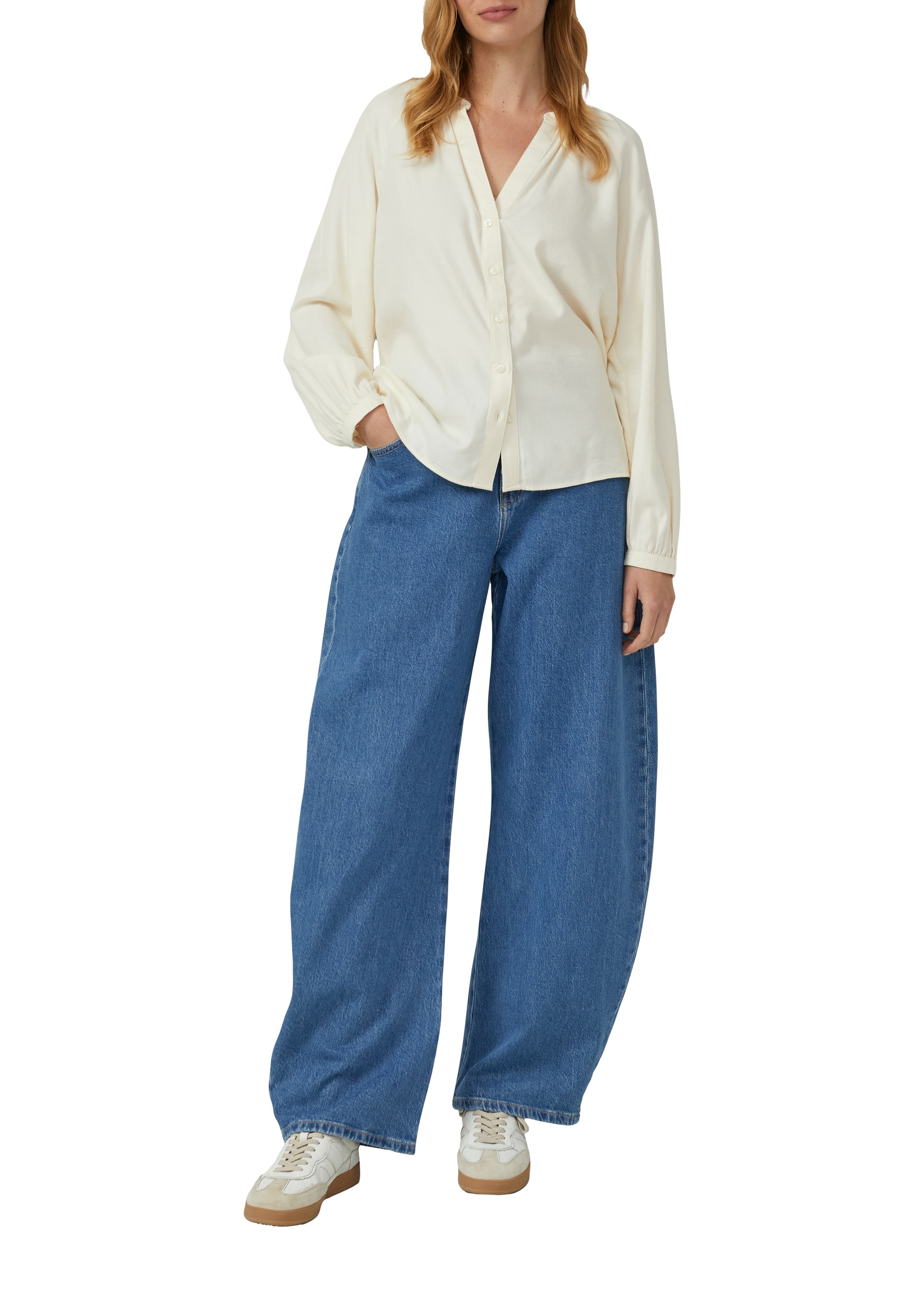 s.Oliver Flanellbluse mit Raffung günstig online kaufen