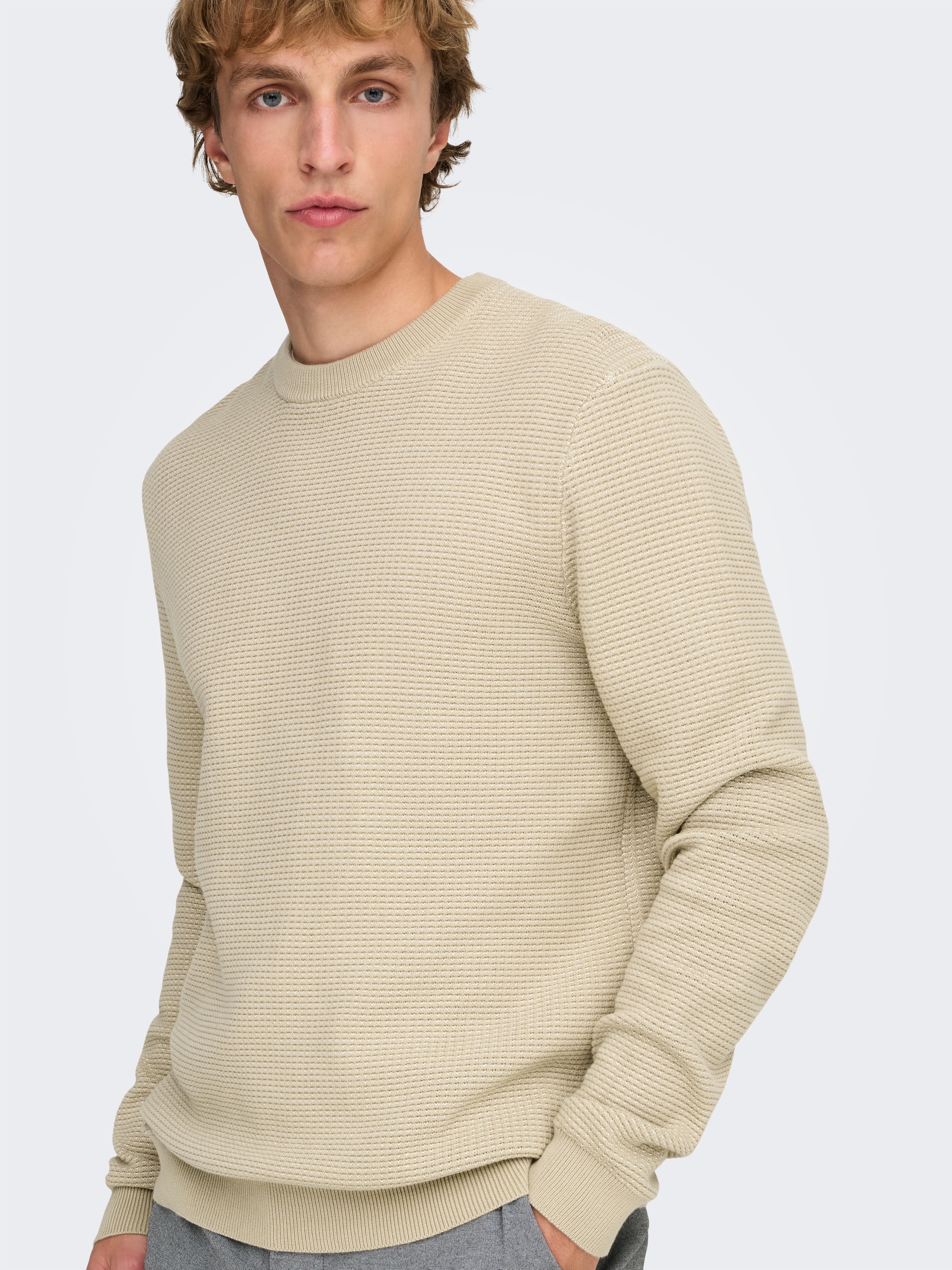 ONLY & SONS Strickpullover "ONSDAVE REG LS CREW NECK KNIT NOOS" Baumwolle, günstig online kaufen