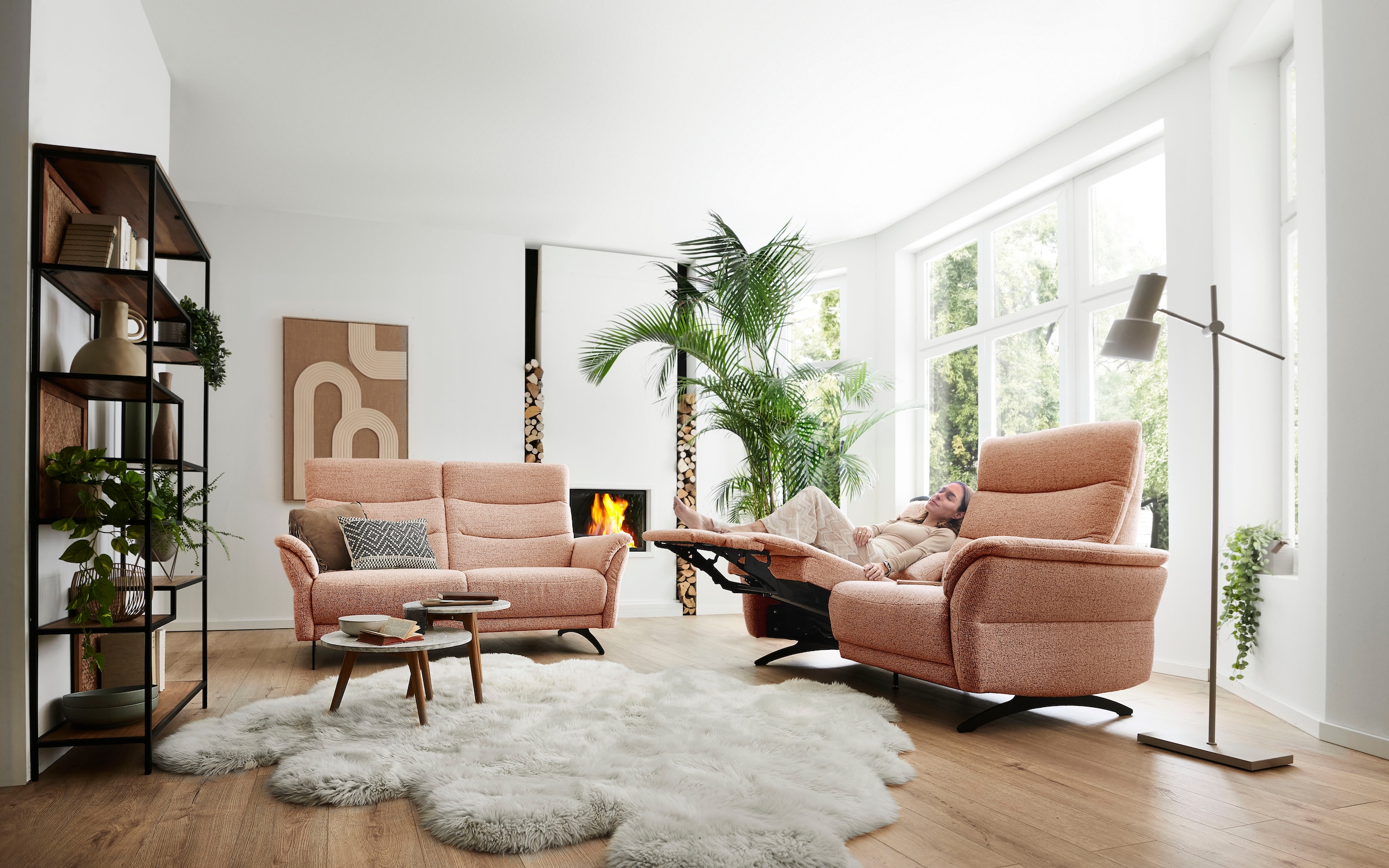 Home affaire Polstergarnitur »Aventis, 2,5- & 2-Sitzer mit motorischer Relaxfunktion« 3 tlg. tlg. inkl. Tonnentaschenfederkern & saugroboterfreundliche Kufen