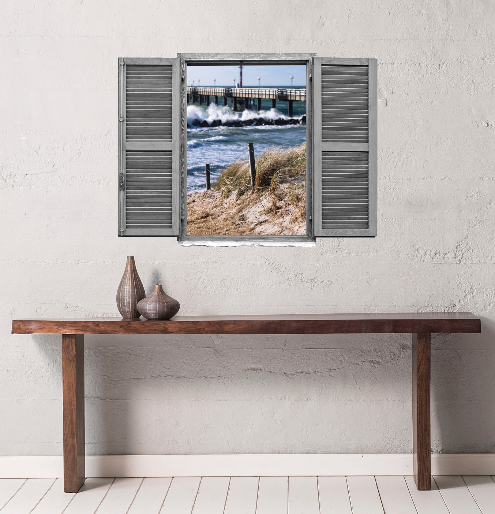 queence Wandtattoo »Küste«, (1 St.), Wandsticker, Wandbild, selbstklebend, 3D, Fenster