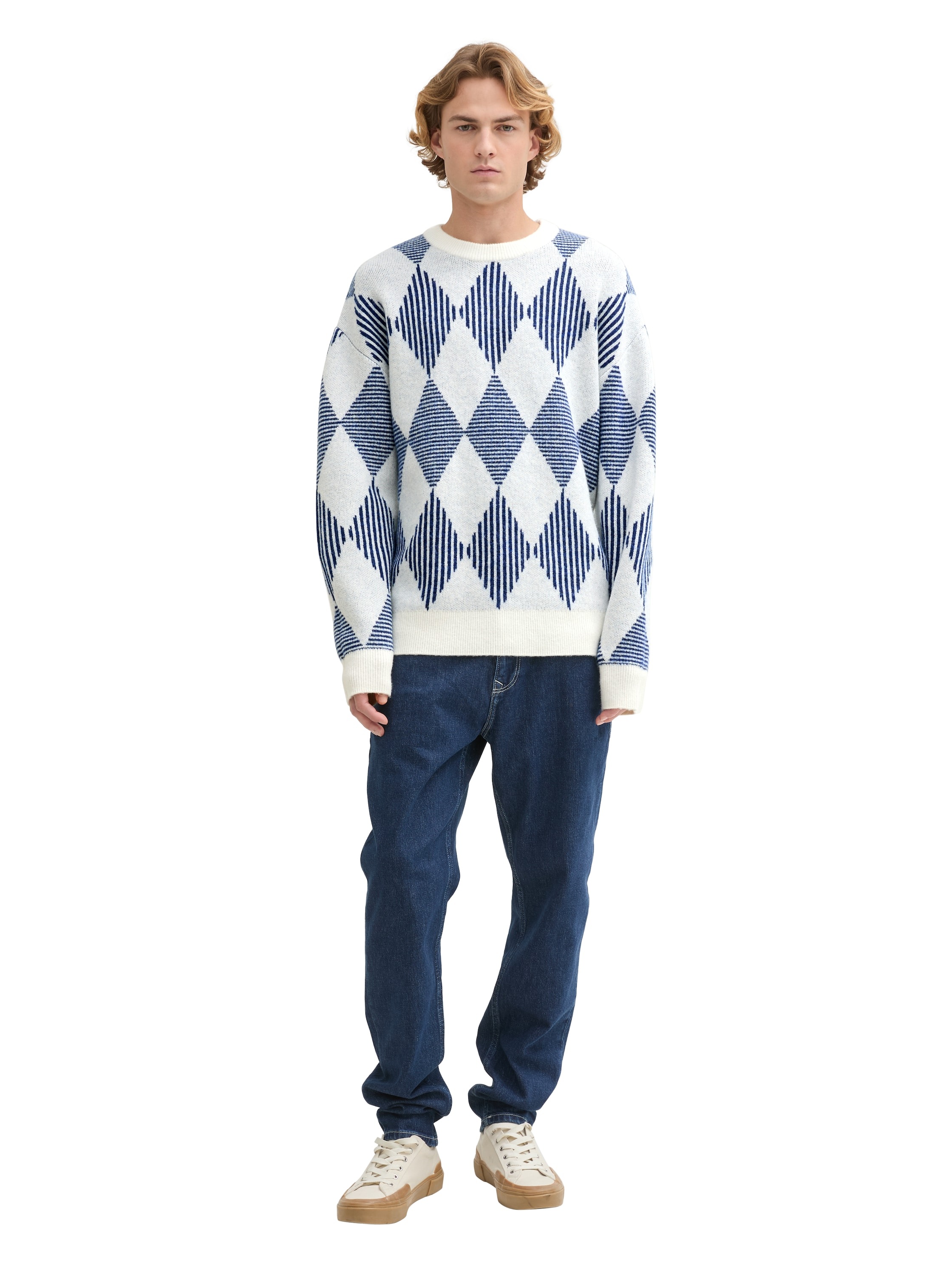 TOM TAILOR Denim Rundhalspullover, mit Argyle Muster