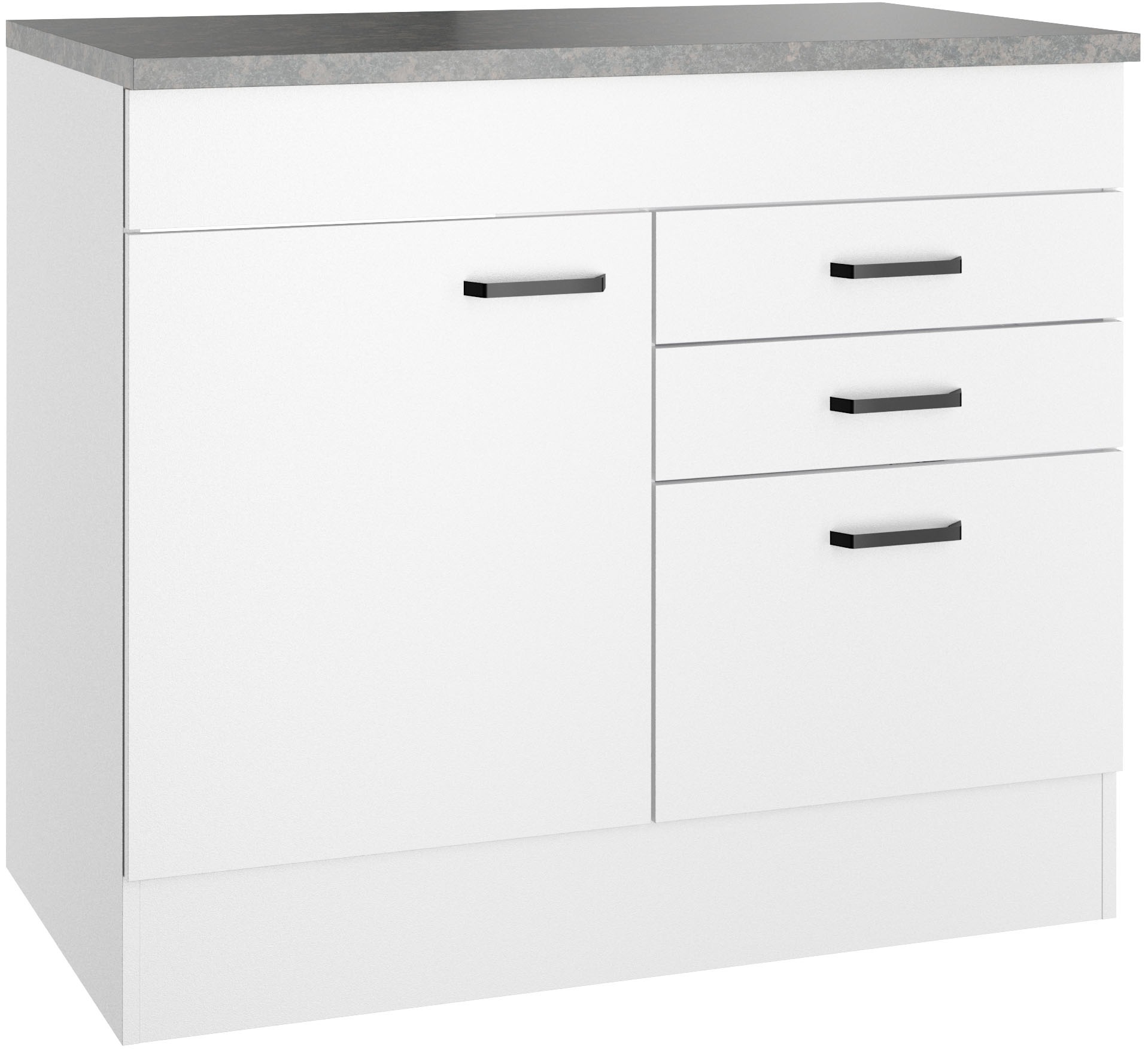 Spülenschrank OPTIFIT, B:100cm H:88cm T:60cmweiß, weiß, Küche, Schränke, "OPTImulti", Breite 100 cm, mit 1 Tür, 2 Schubkästen, 1 Auszug