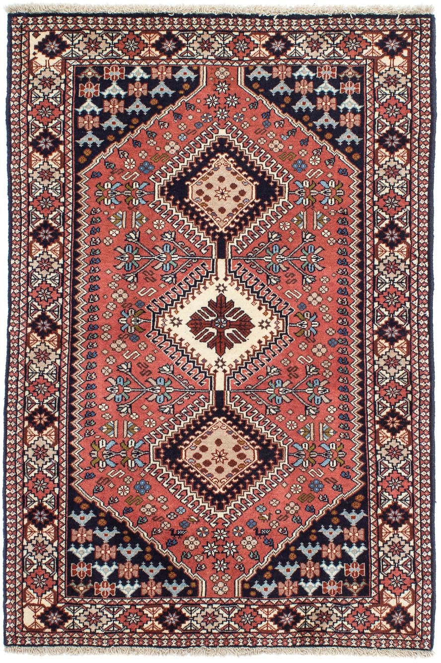 morgenland Wollteppich »Yalameh Felder Rosso chiaro 146 x 102 cm«, rechteckig, Handgeknüpft
